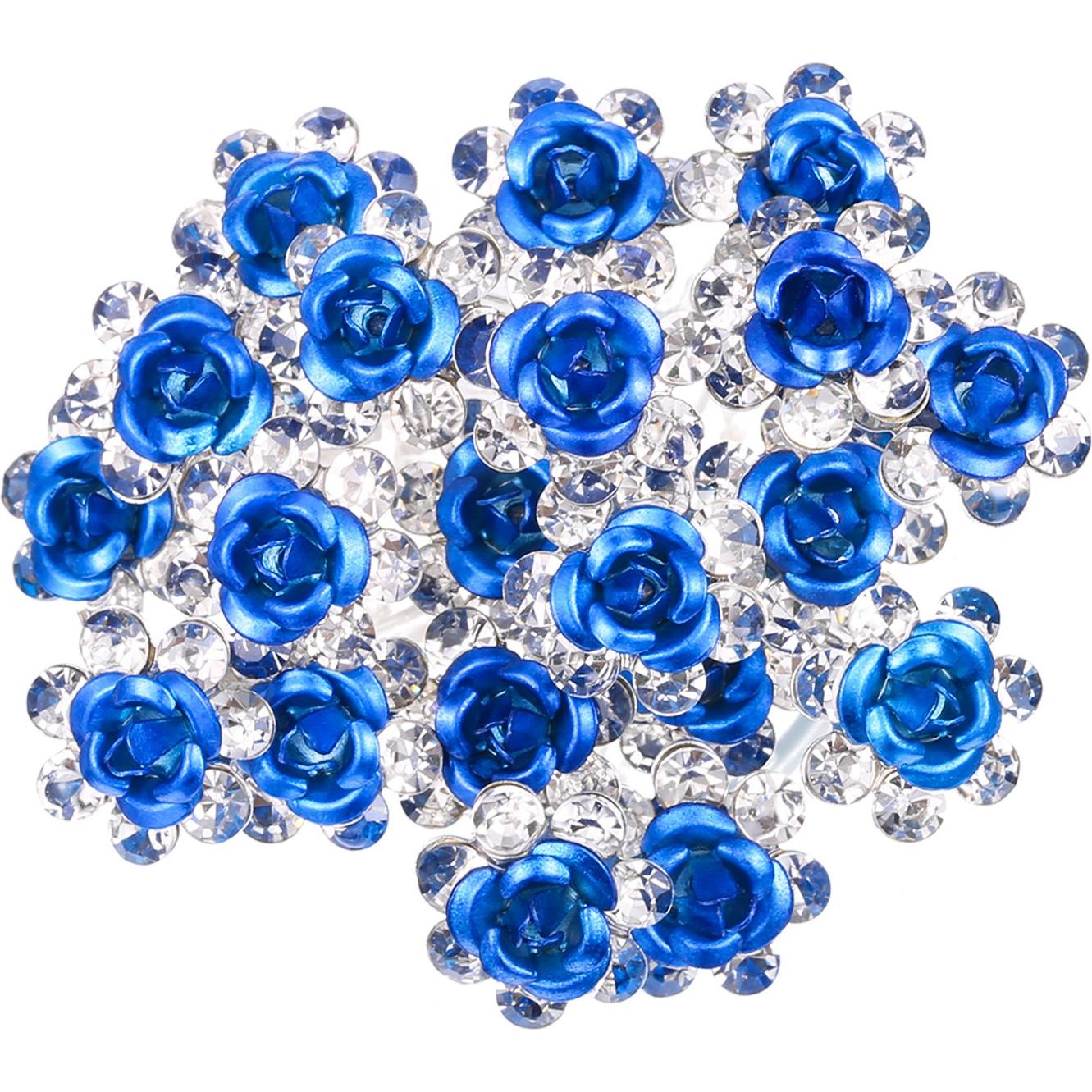 40 Pinzas de Pelo Cristal Flor Rosa eBoot - Accesorios Azul