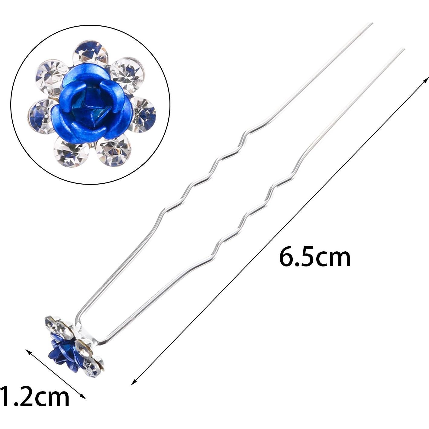 40 Pinzas de Pelo Cristal Flor Rosa eBoot - Accesorios Azul