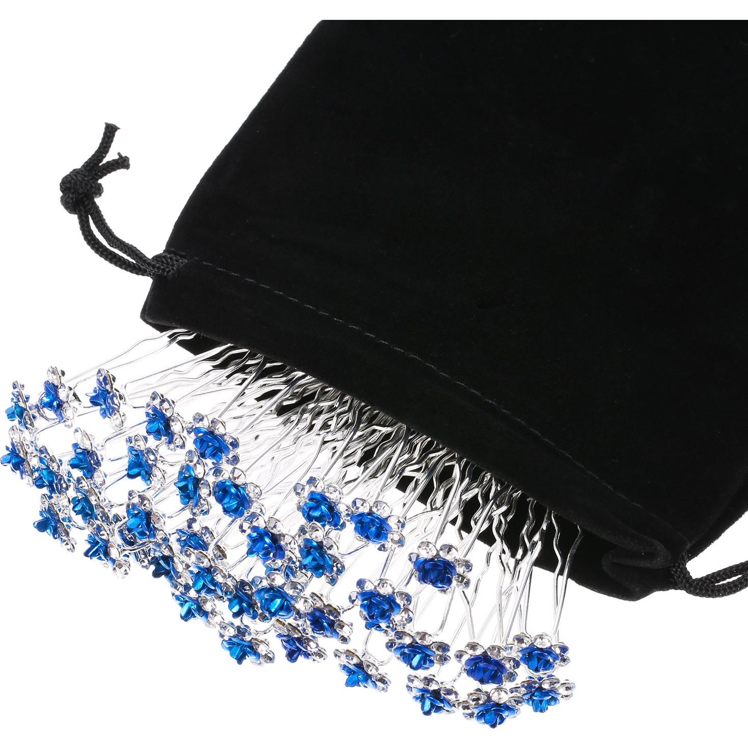 40 Pinzas de Pelo Cristal Flor Rosa eBoot - Accesorios Azul