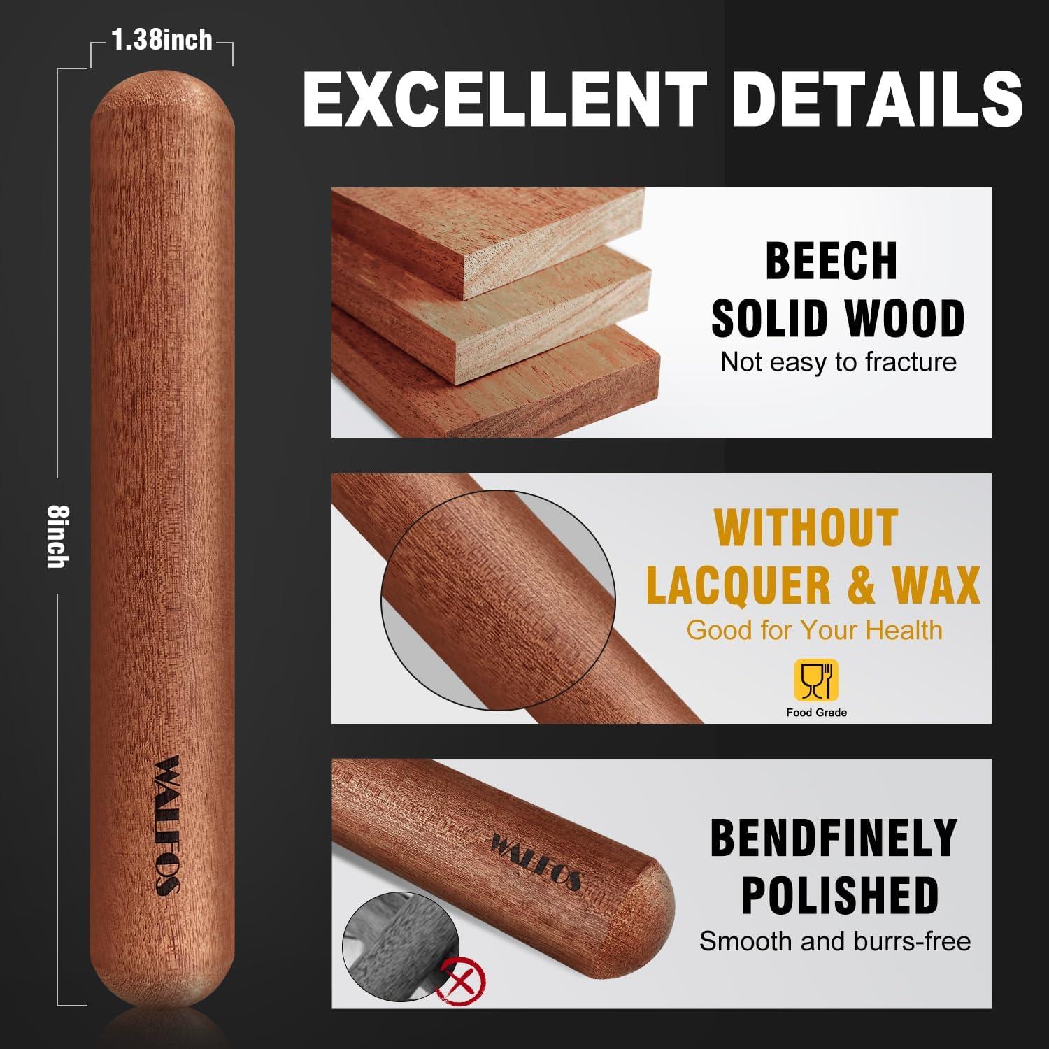 Rodillo de Madera Natural Walfos 20.32 cm para Masa