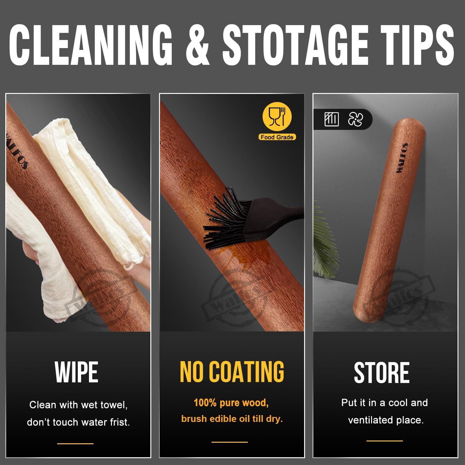 Rodillo de Madera Natural Walfos 20.32 cm para Masa