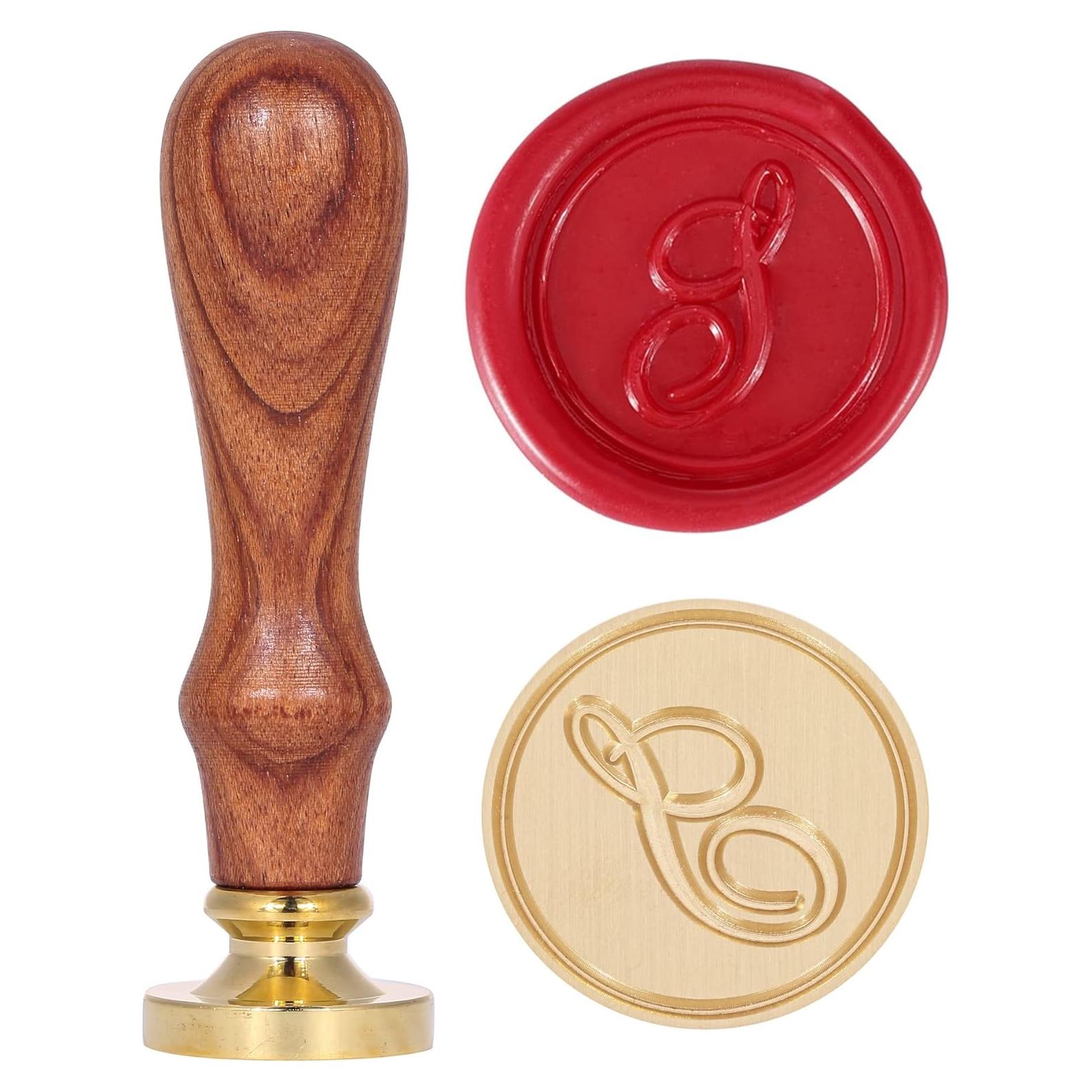 Sello de Cera Vintage Yoption Letra S - Cabeza de Latón y Mango de Madera