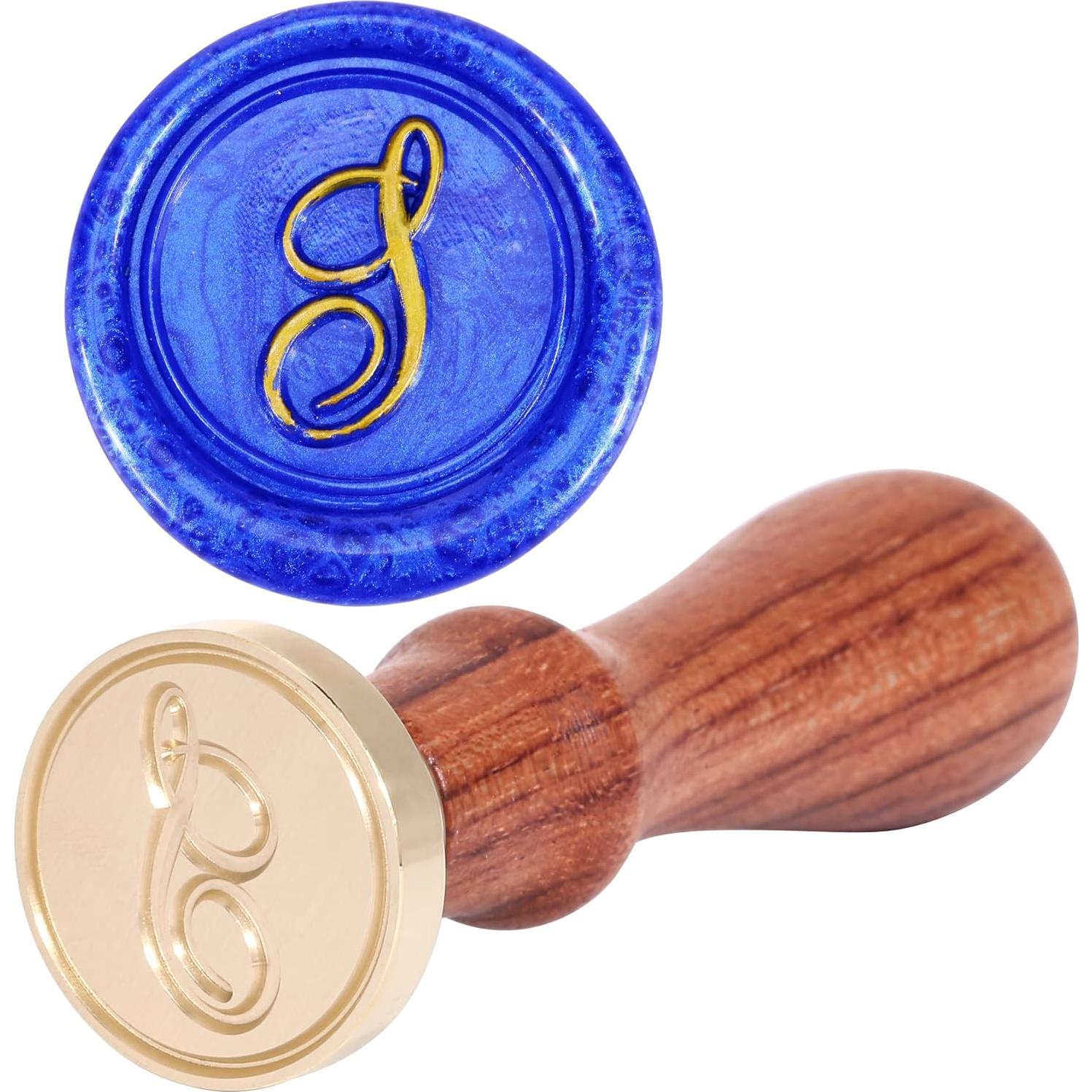 Sello de Cera Vintage Yoption Letra S - Cabeza de Latón y Mango de Madera