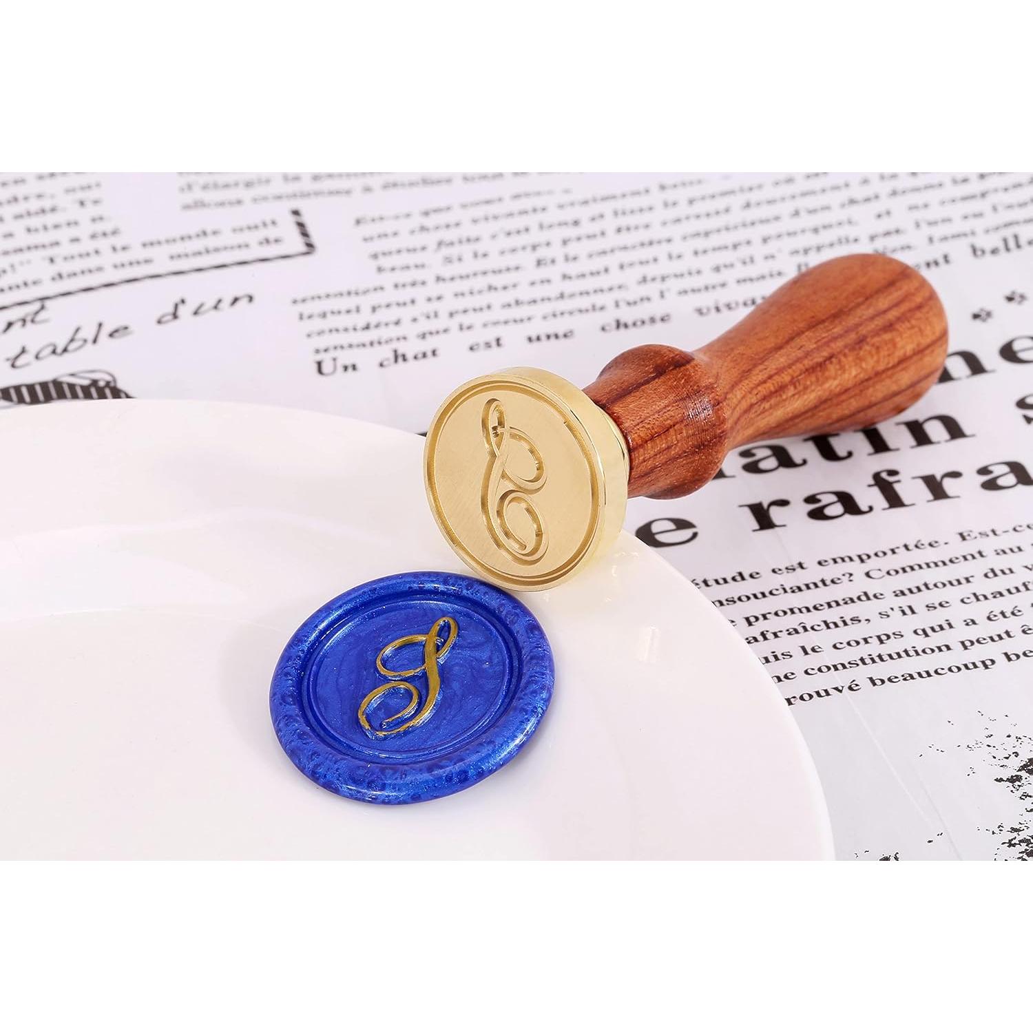 Sello de Cera Vintage Yoption Letra S - Cabeza de Latón y Mango de Madera