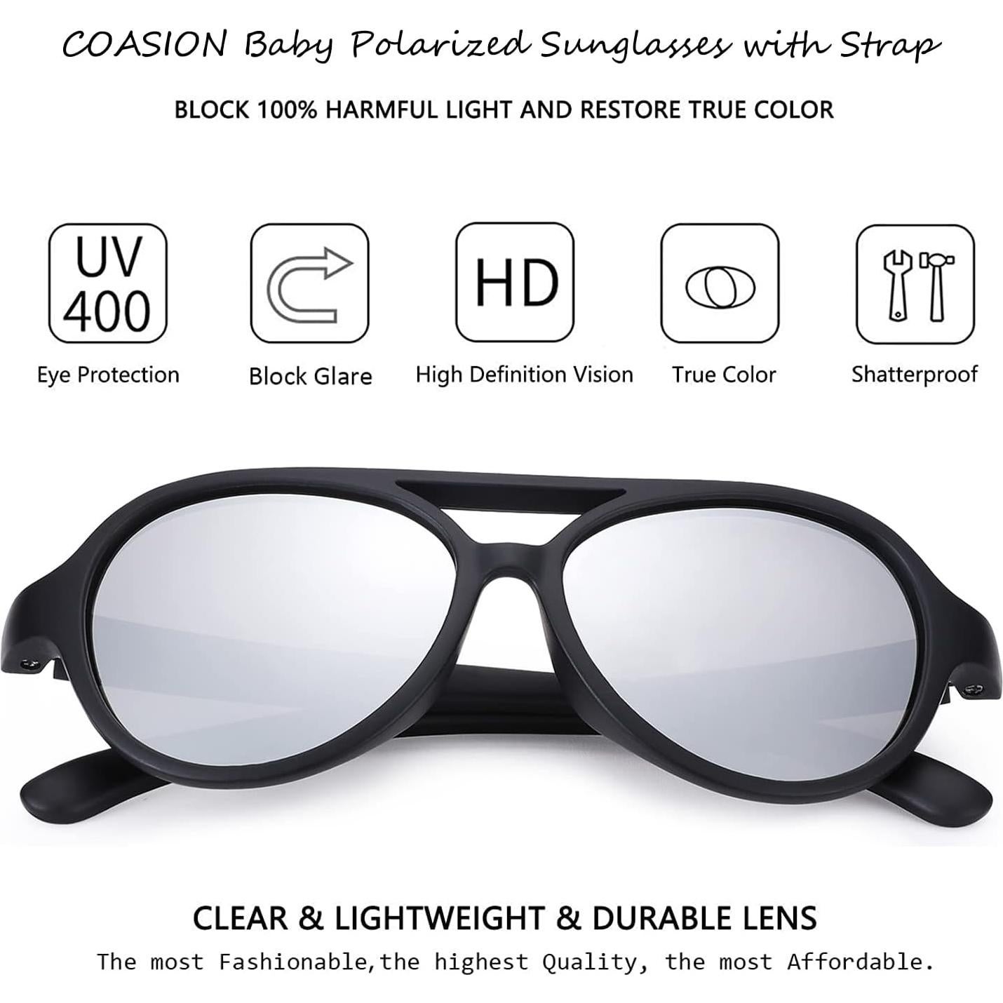 Gafas de sol polarizadas COASION para bebés UV400 con correa