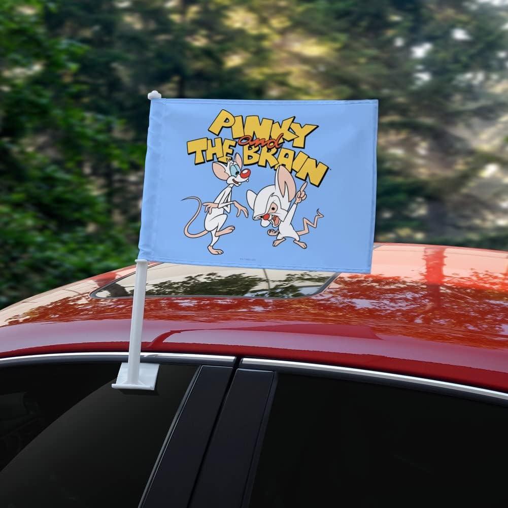 Bandera de Coche Pinky y el Cerebro con Soporte 48cm