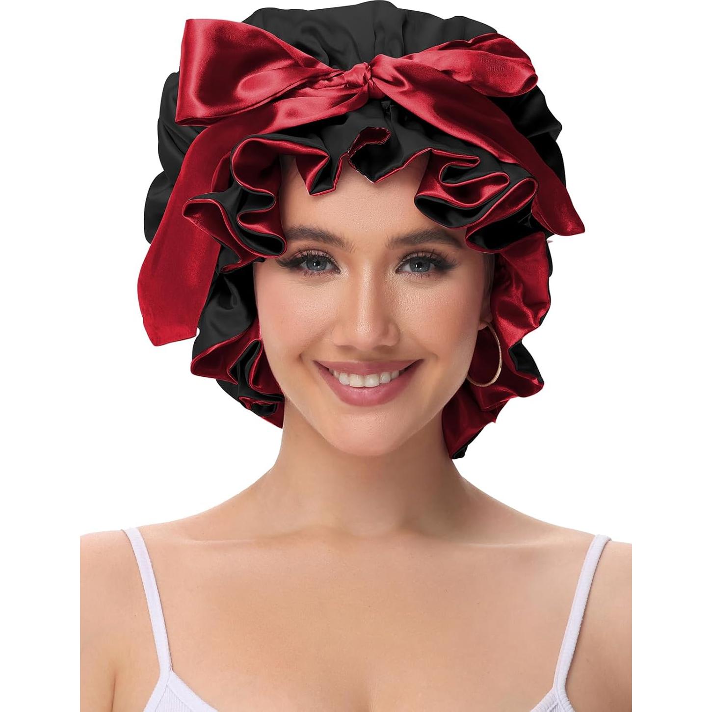 Bonete de Seda Satinada Vettres para Dormir - Ajustable Negro