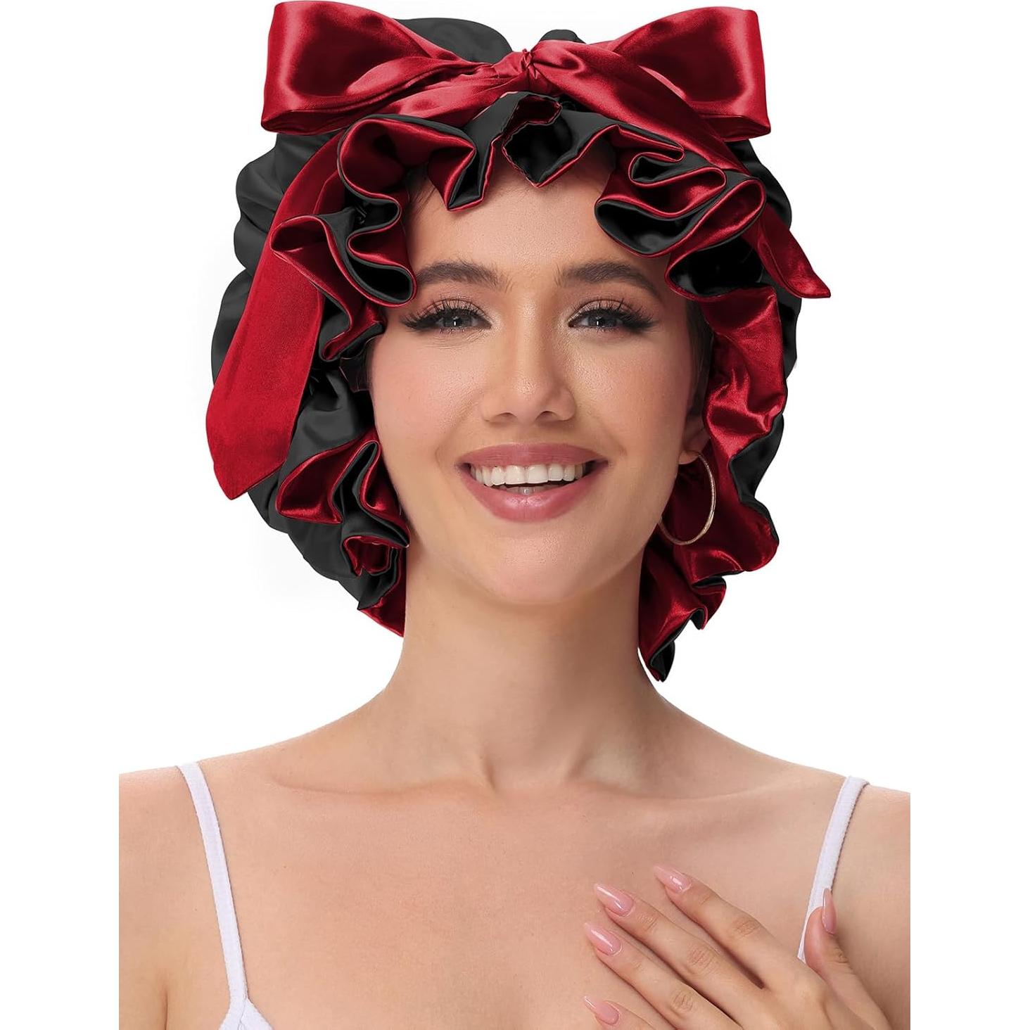 Bonete de Seda Satinada Vettres para Dormir - Ajustable Negro
