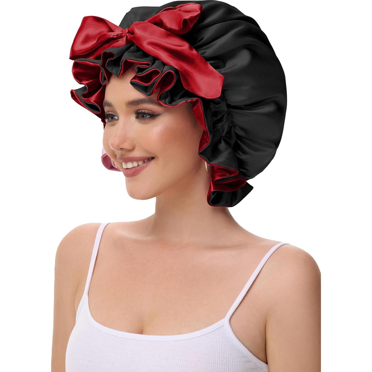 Bonete de Seda Satinada Vettres para Dormir - Ajustable Negro