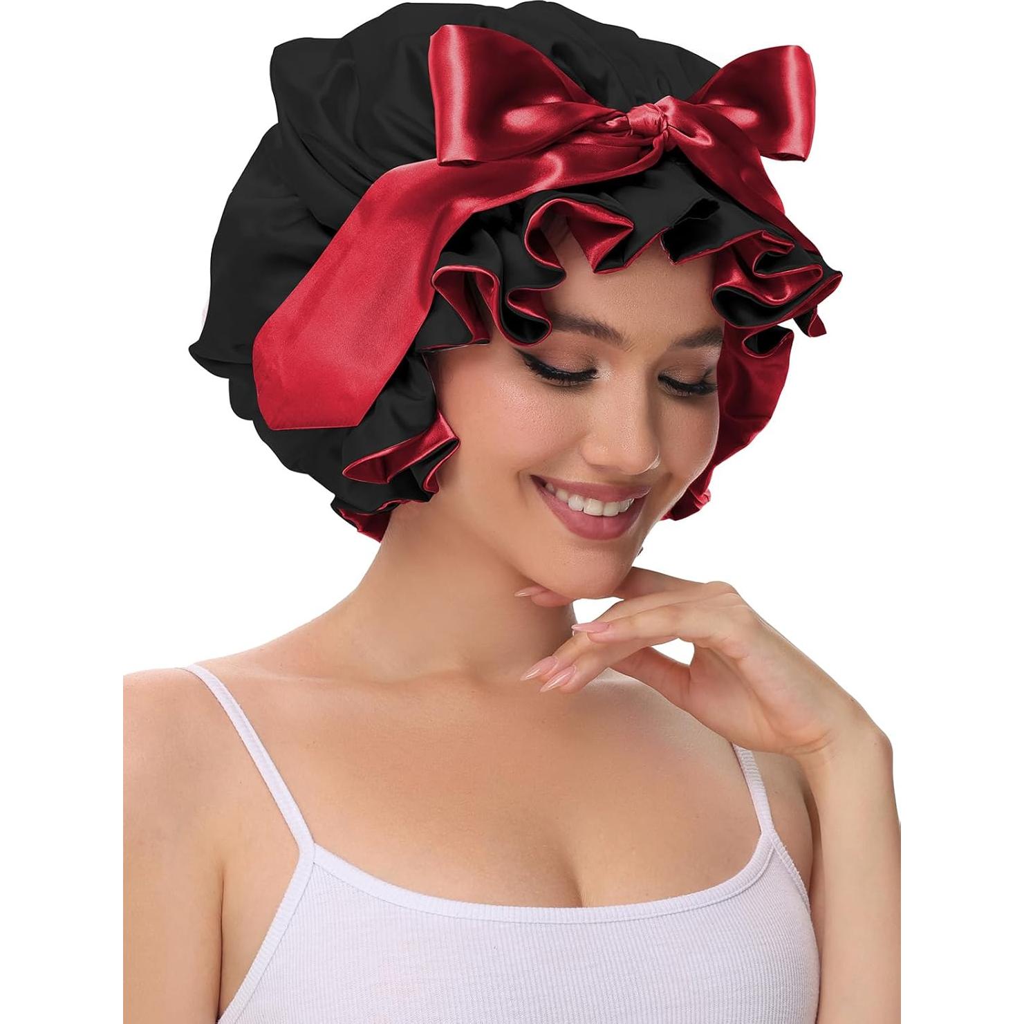 Bonete de Seda Satinada Vettres para Dormir - Ajustable Negro