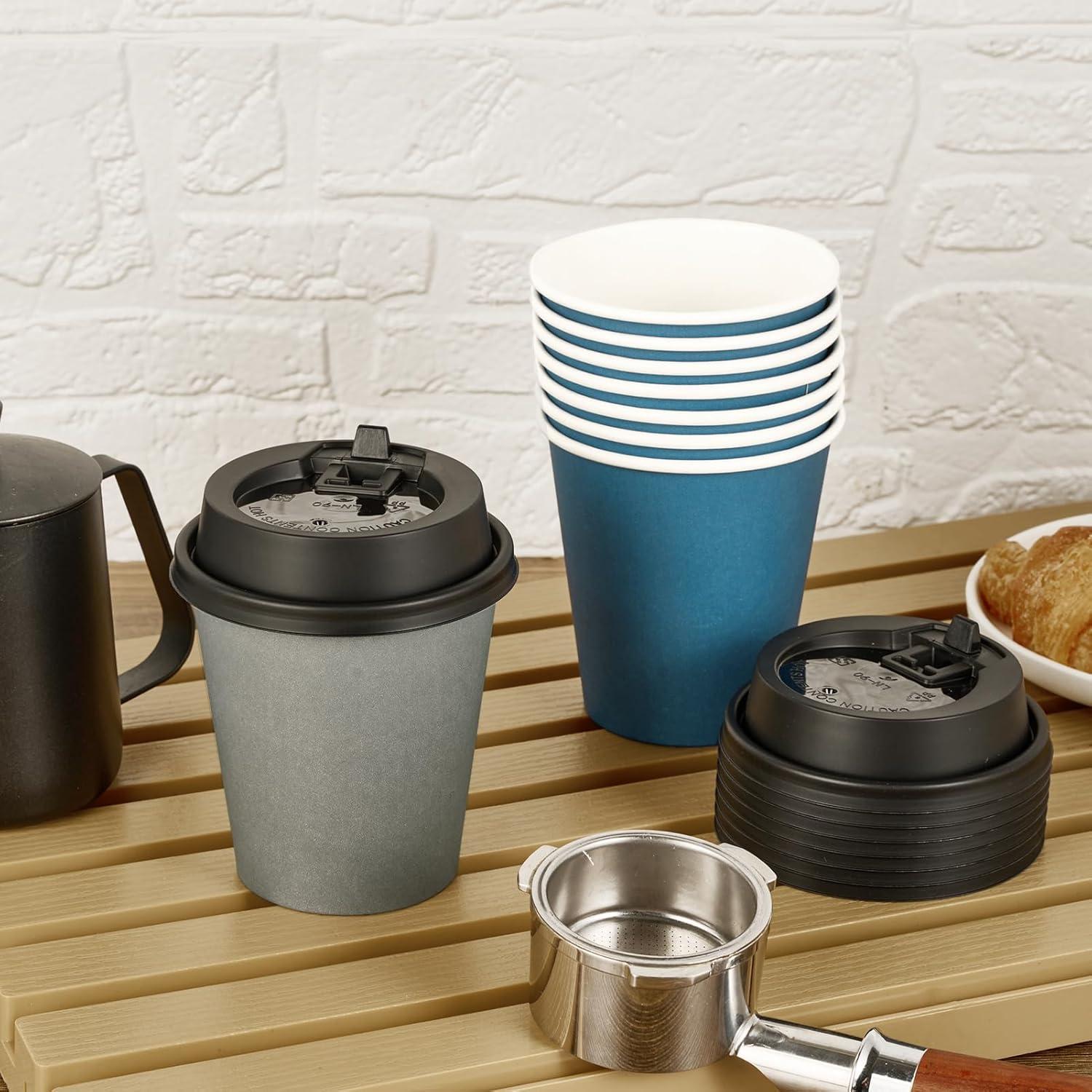 Vasos de Papel Desechables LITOPAK 10 oz Azul y Gris - 100 Unidades