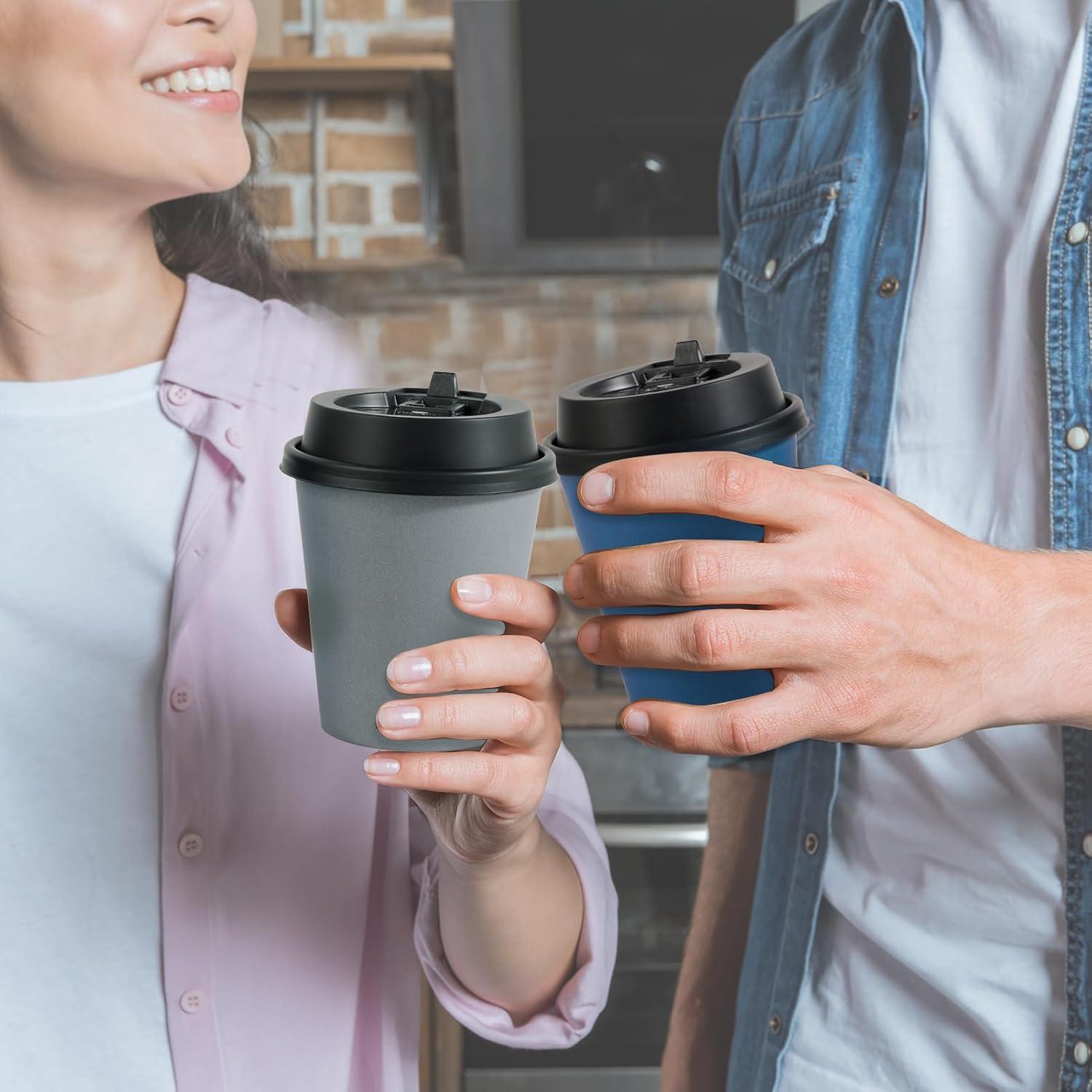 Vasos de Papel Desechables LITOPAK 10 oz Azul y Gris - 100 Unidades