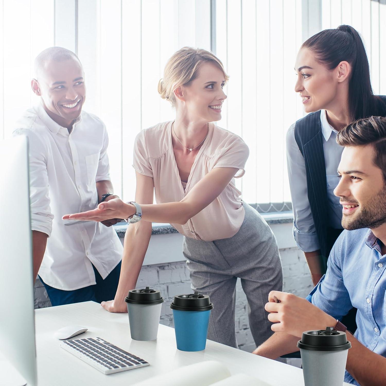 Vasos de Papel Desechables LITOPAK 10 oz Azul y Gris - 100 Unidades