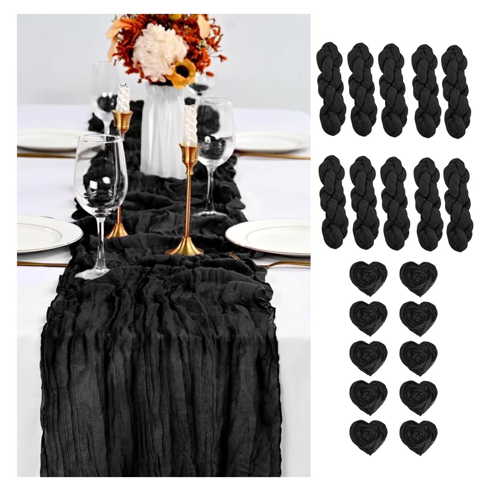 Camino de mesa bohemio negro 10 pies + 10 servilletas PlatolPro