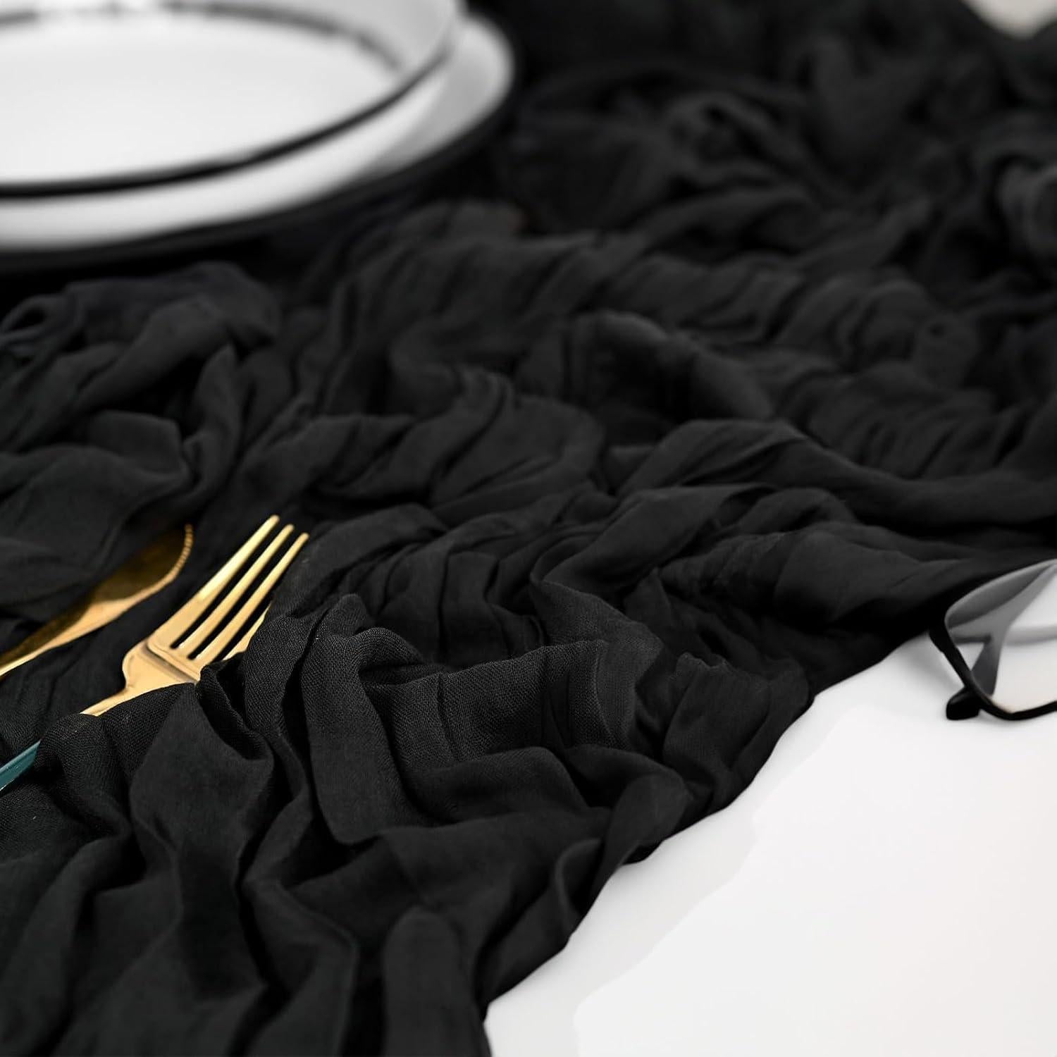 Camino de mesa bohemio negro 10 pies + 10 servilletas PlatolPro