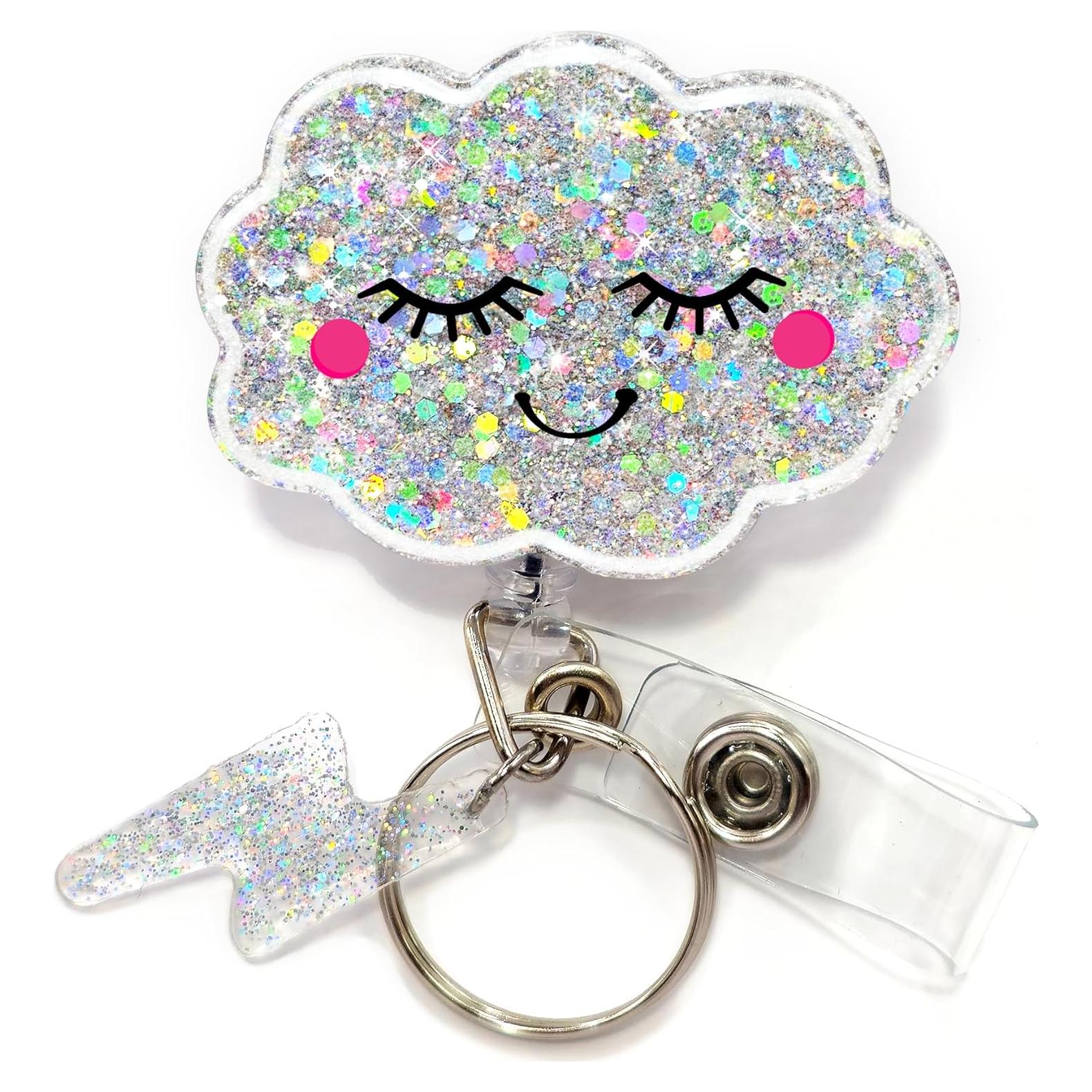 Portabotones Retráctil Nube Feliz GAHAPI con Llavero 5x2.5cm