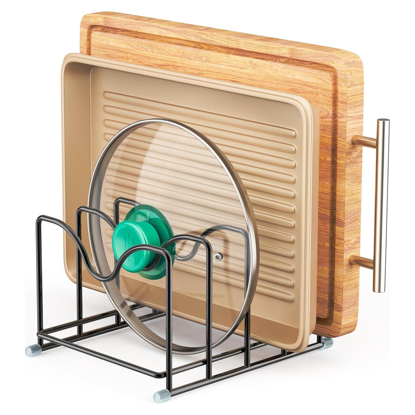 Organizador de Cocina PLUVON con 4 Ranuras para Tapas y Tablas