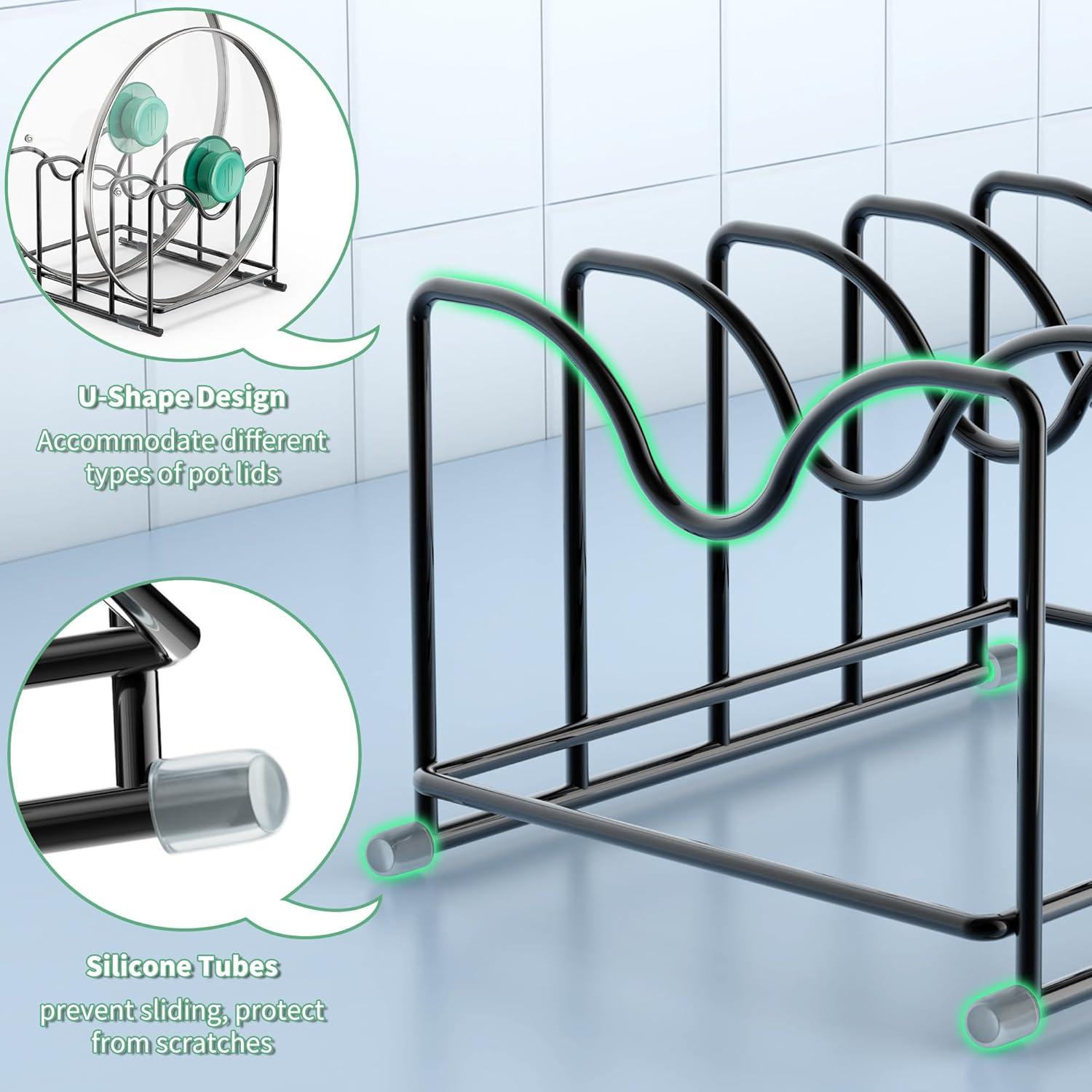 Organizador de Cocina PLUVON con 4 Ranuras para Tapas y Tablas