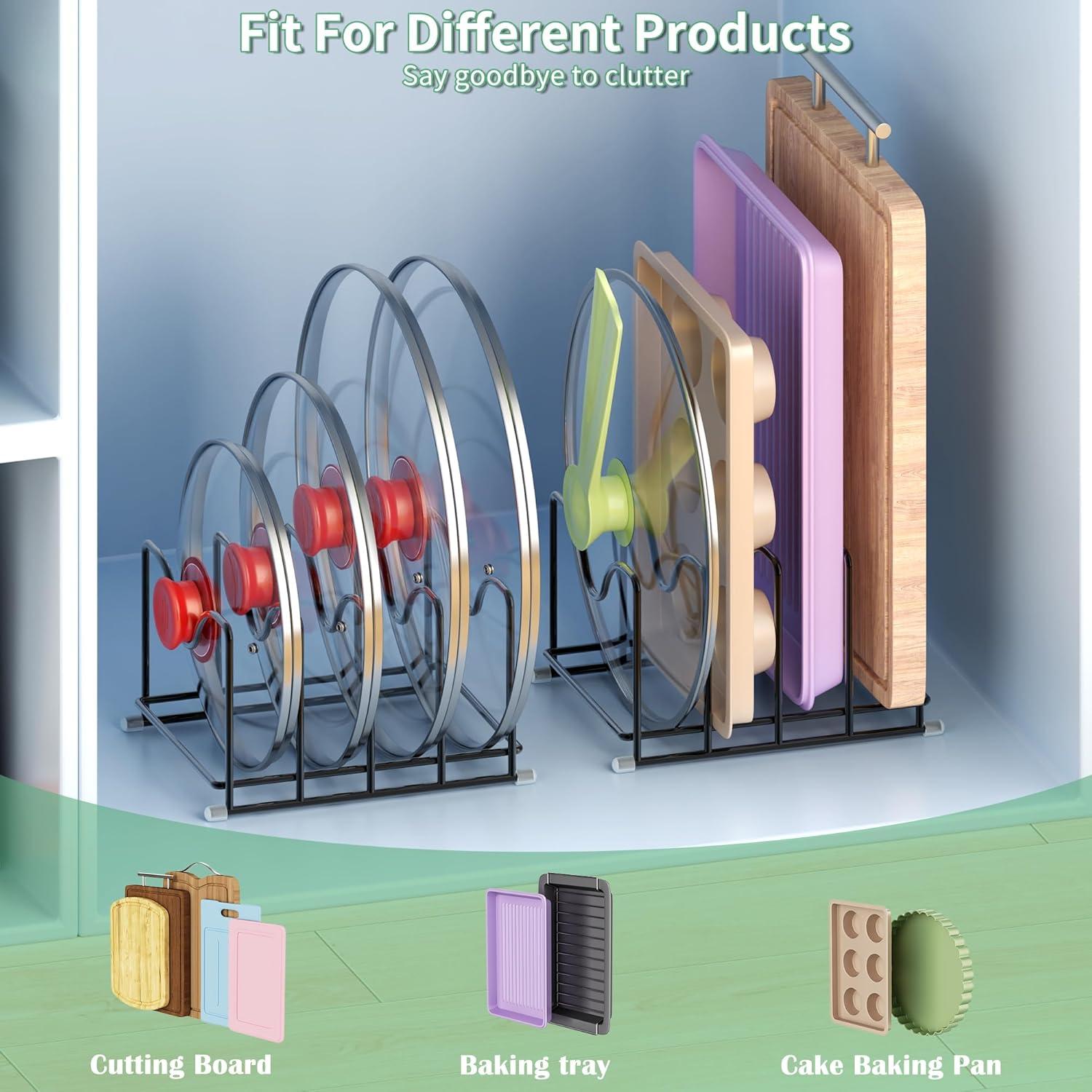 Organizador de Cocina PLUVON con 4 Ranuras para Tapas y Tablas