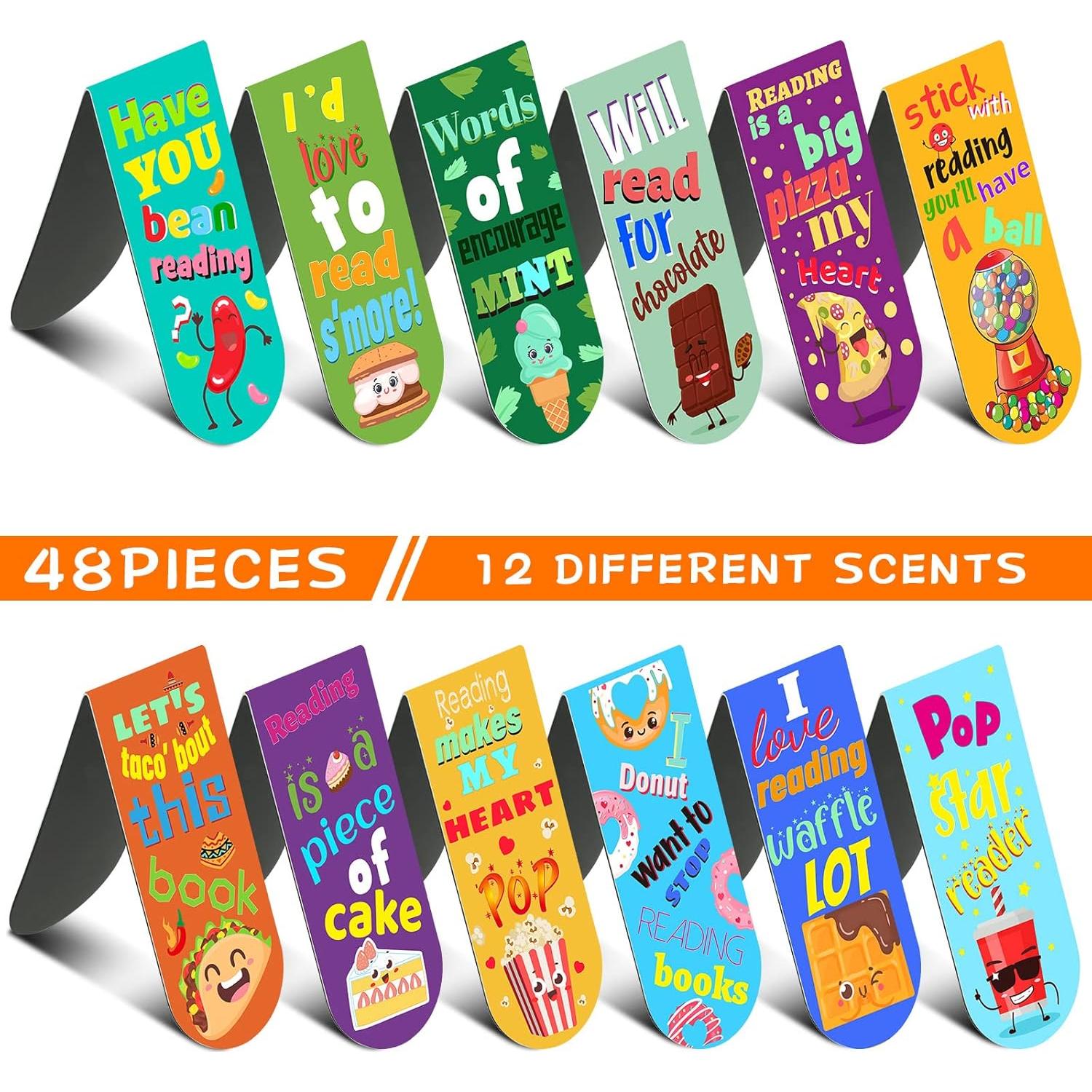 48 Marcadores de Página Aromáticos Magnéticos Eaasty - Frutas y Comida