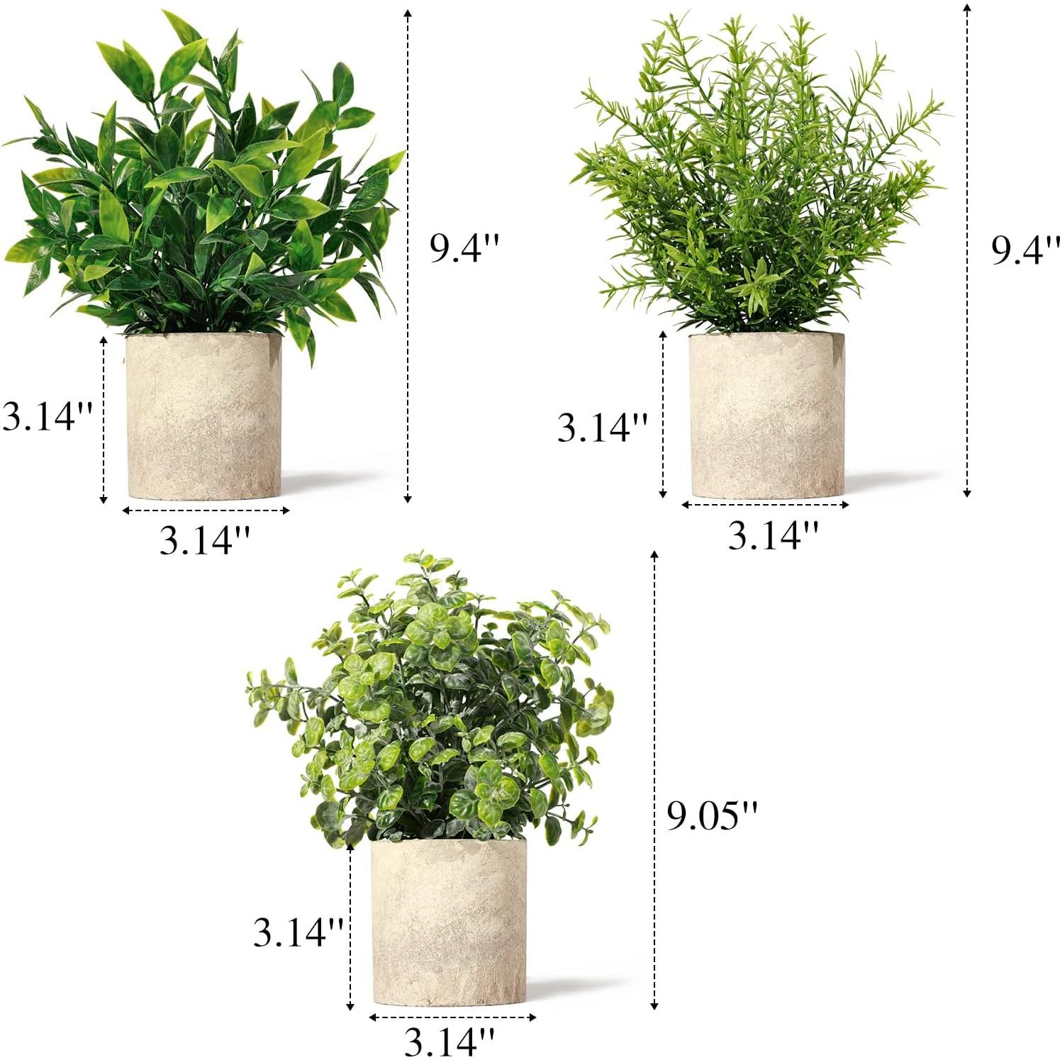 Plantas Artificiales Colgantes SHOHAYTO - 3 Mini Falsas Verde Eucalipto