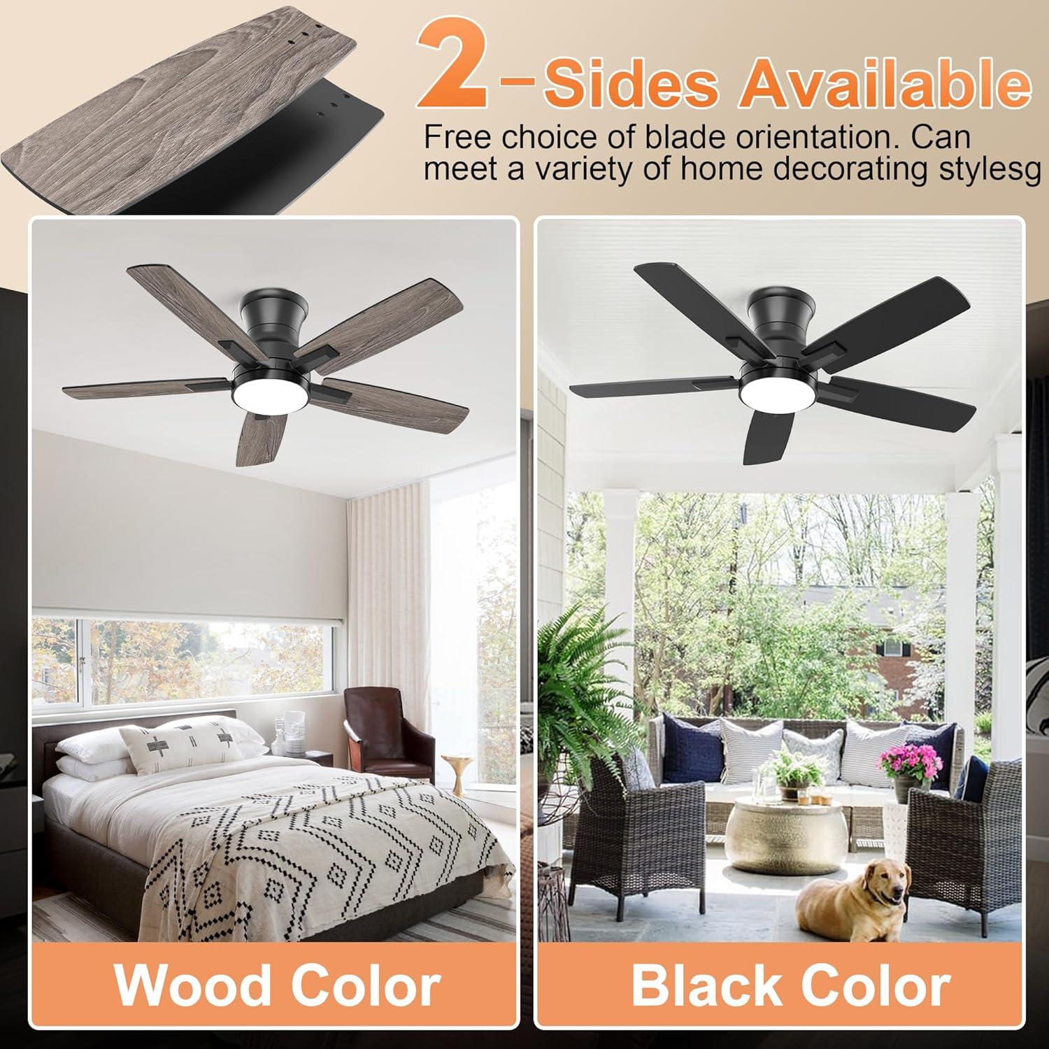 Ventilador de Techo YUHAO 42" Negro con Luz LED y Control Remoto