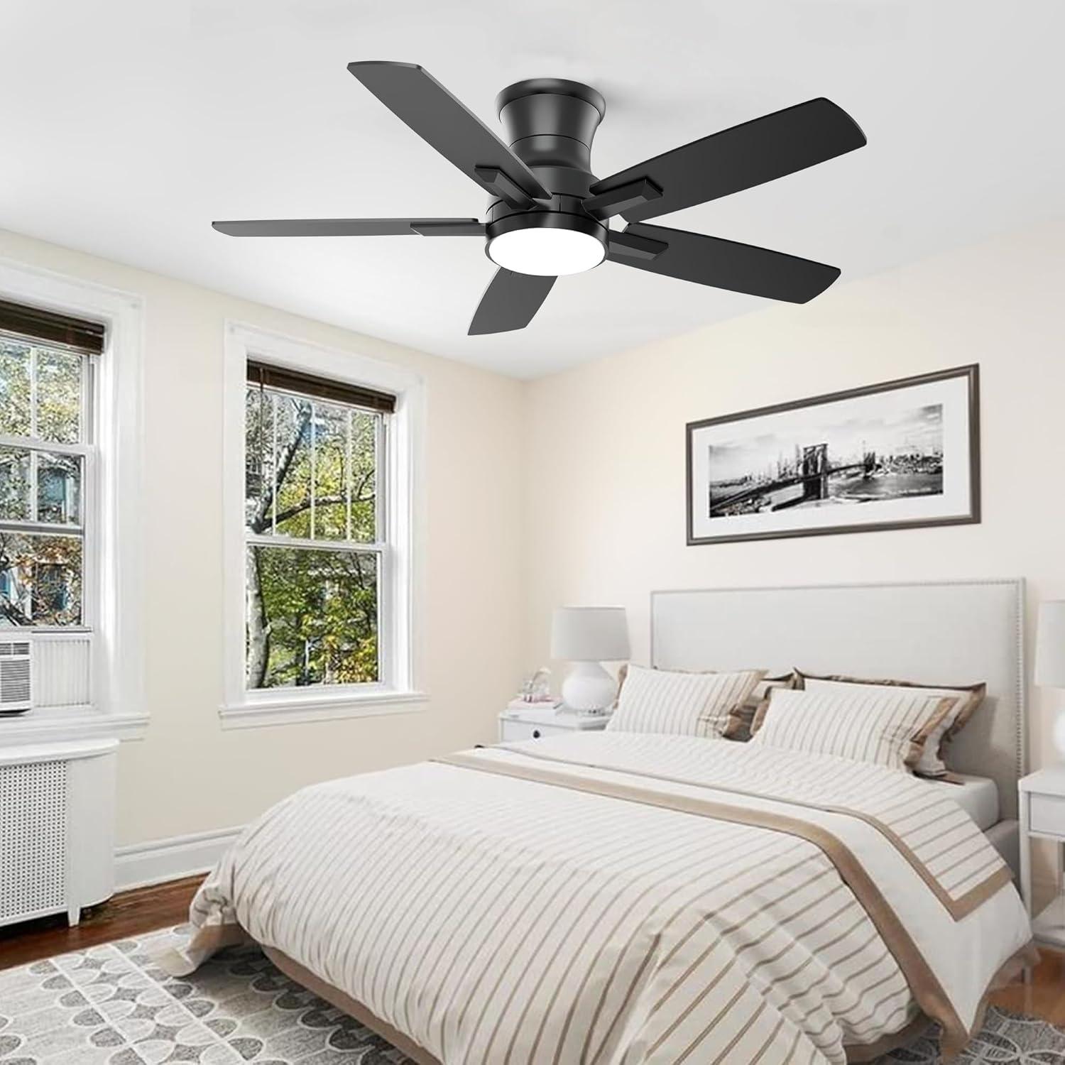 Ventilador de Techo YUHAO 42" Negro con Luz LED y Control Remoto