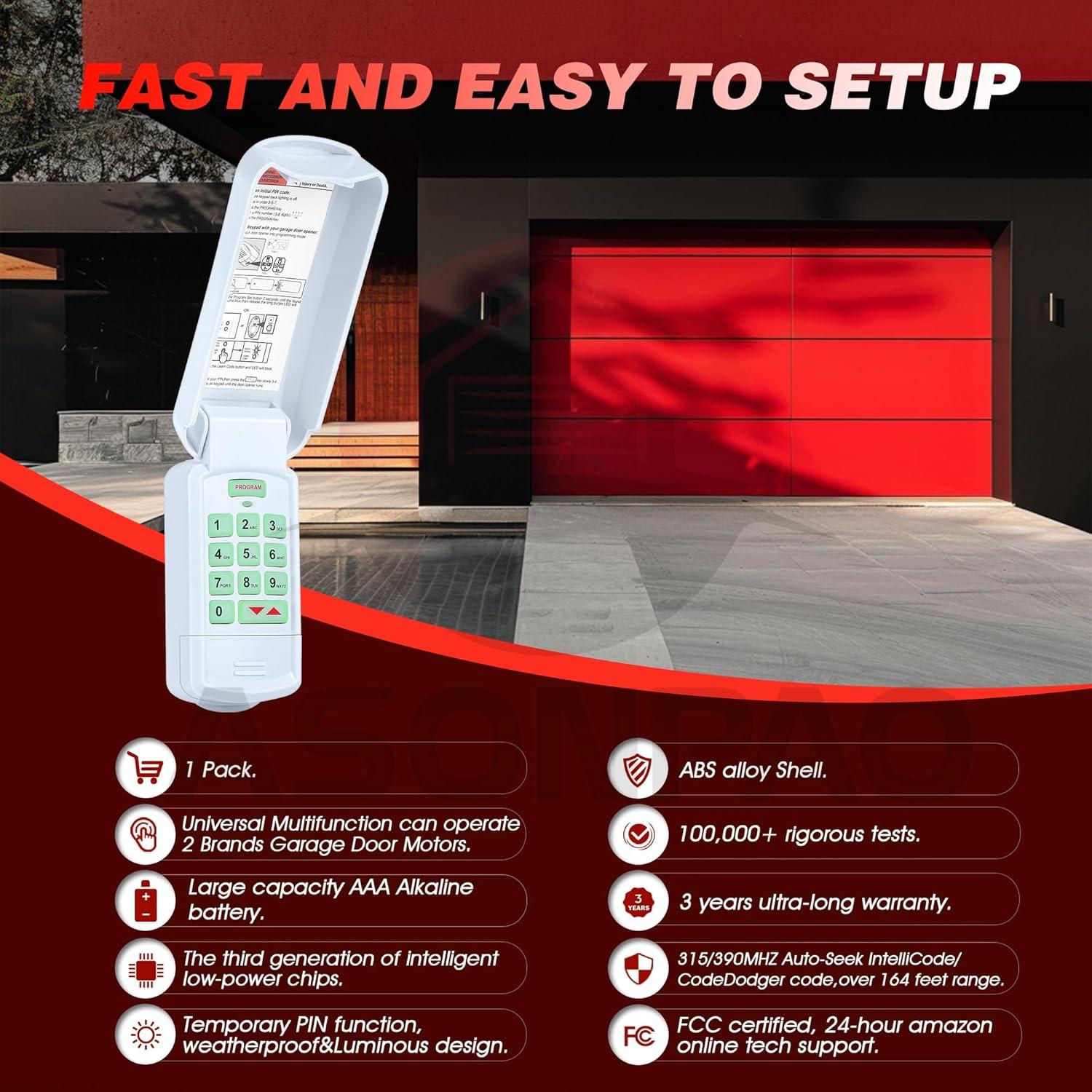 Teclado Inalámbrico Genie GK-R para Abridor de Garaje 1995+