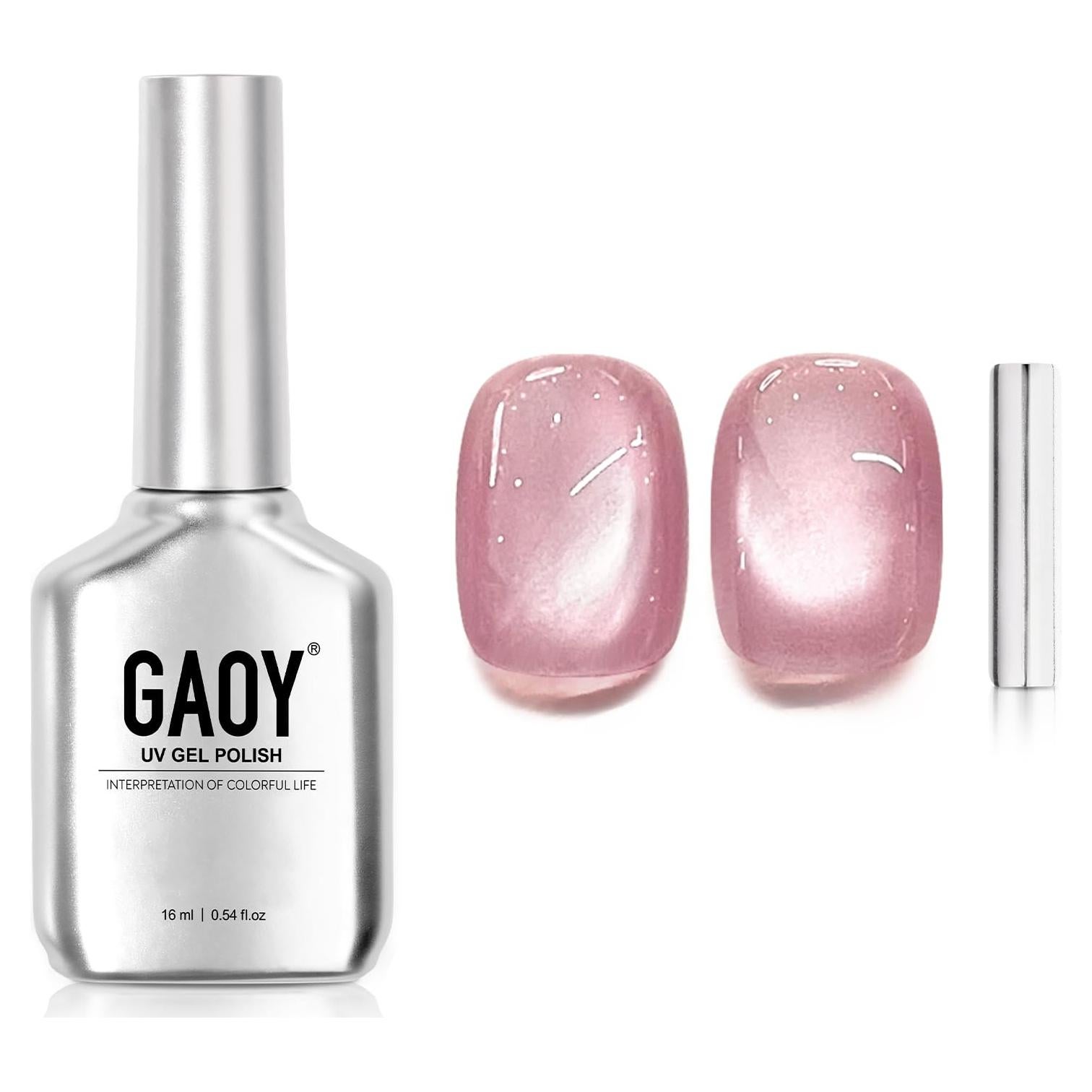 Gel de Uñas Ojo de Gato GAOY Rosa Berry 16ml Holográfico UV