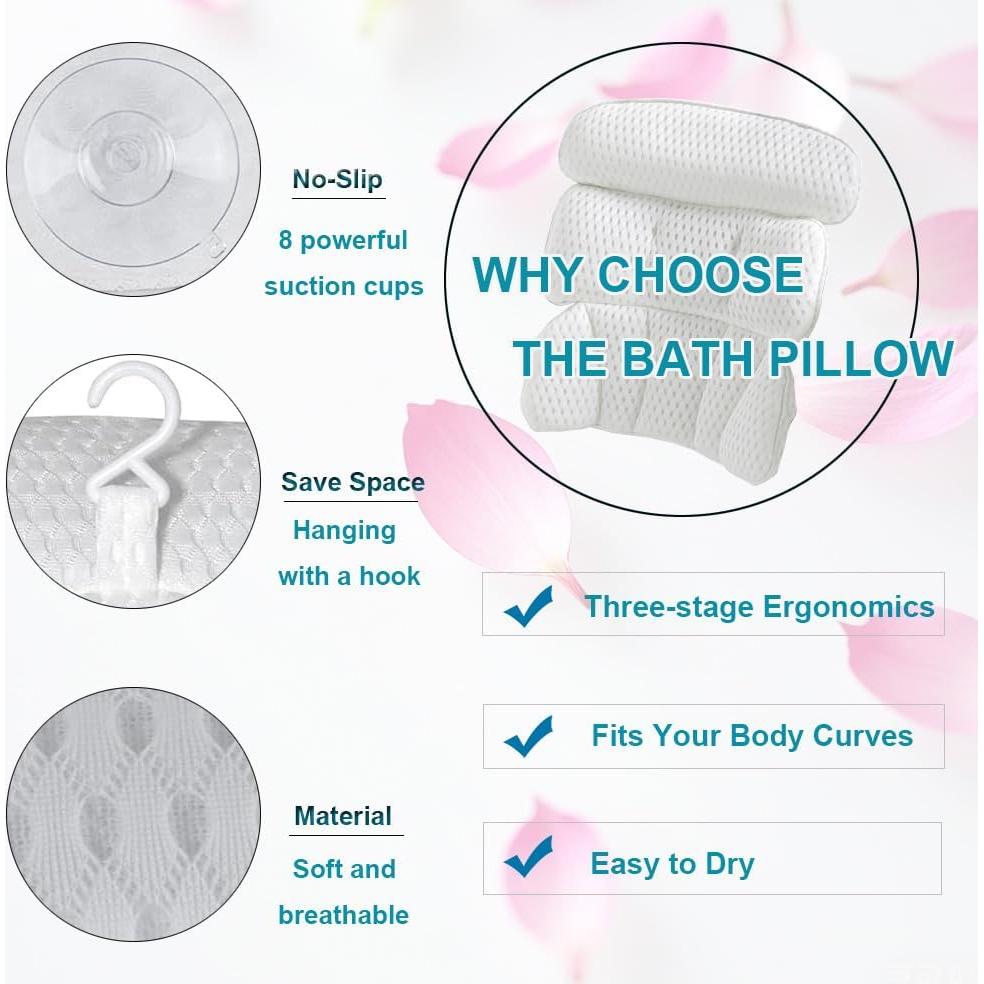 Almohada de Bañera Antideslizante Uonoceh - Secado Rápido