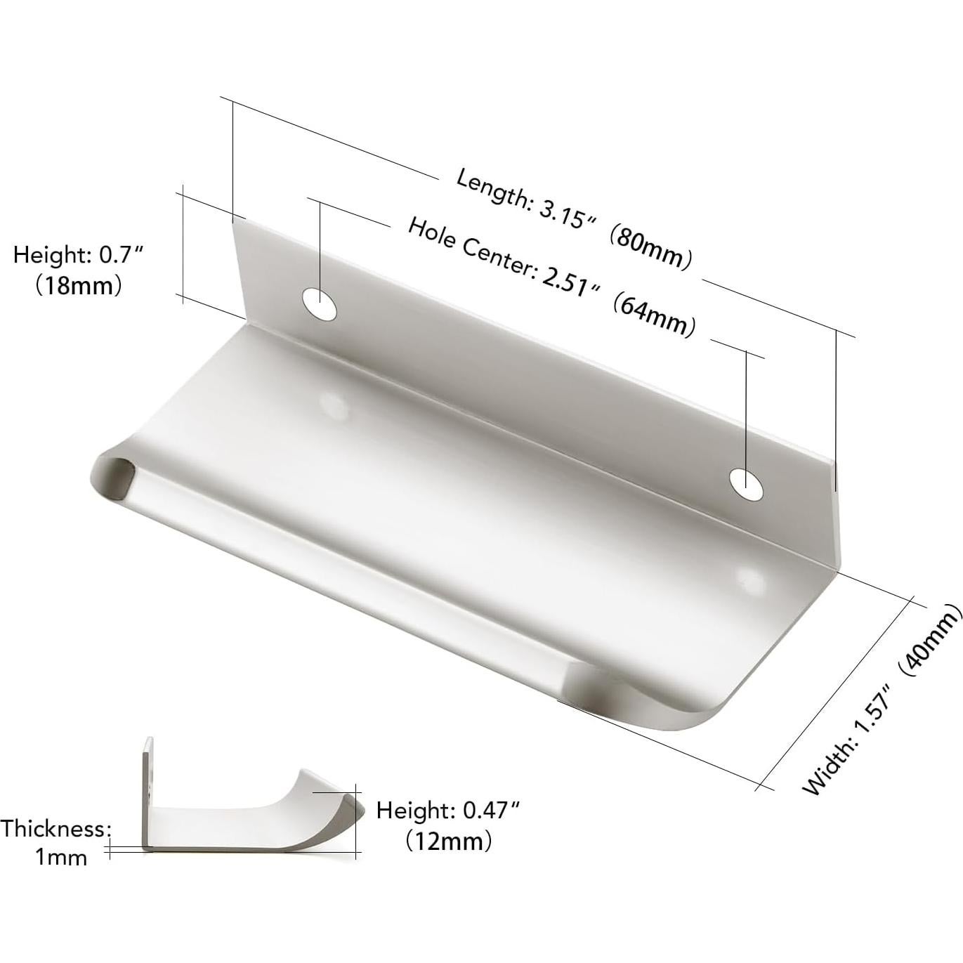 Tiradores de Gabinete Ravinte 80mm Acero Cepillado 1 Unidad