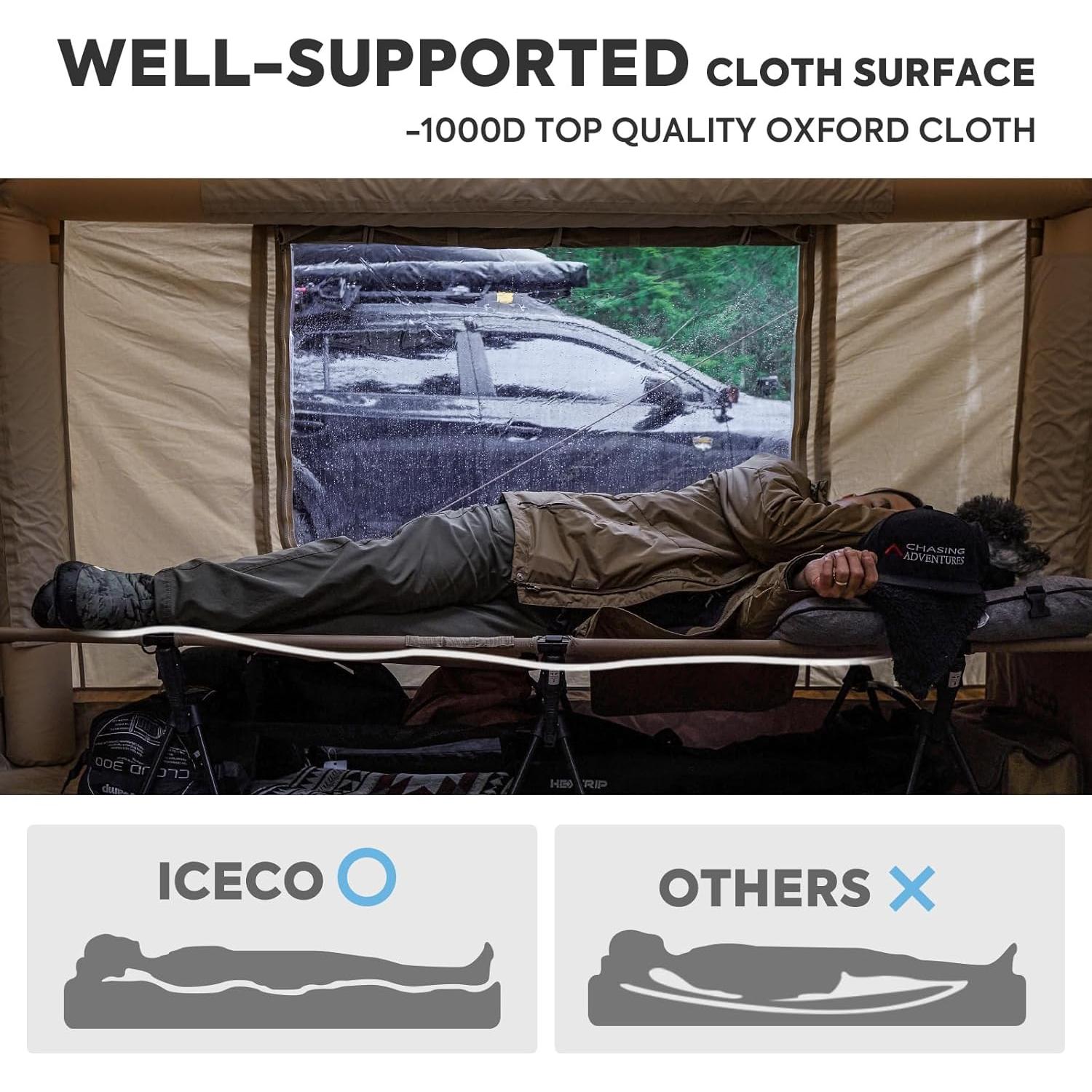 Cama de Camping ICECO CC190 Pro Plegable 180 kg Khaki
