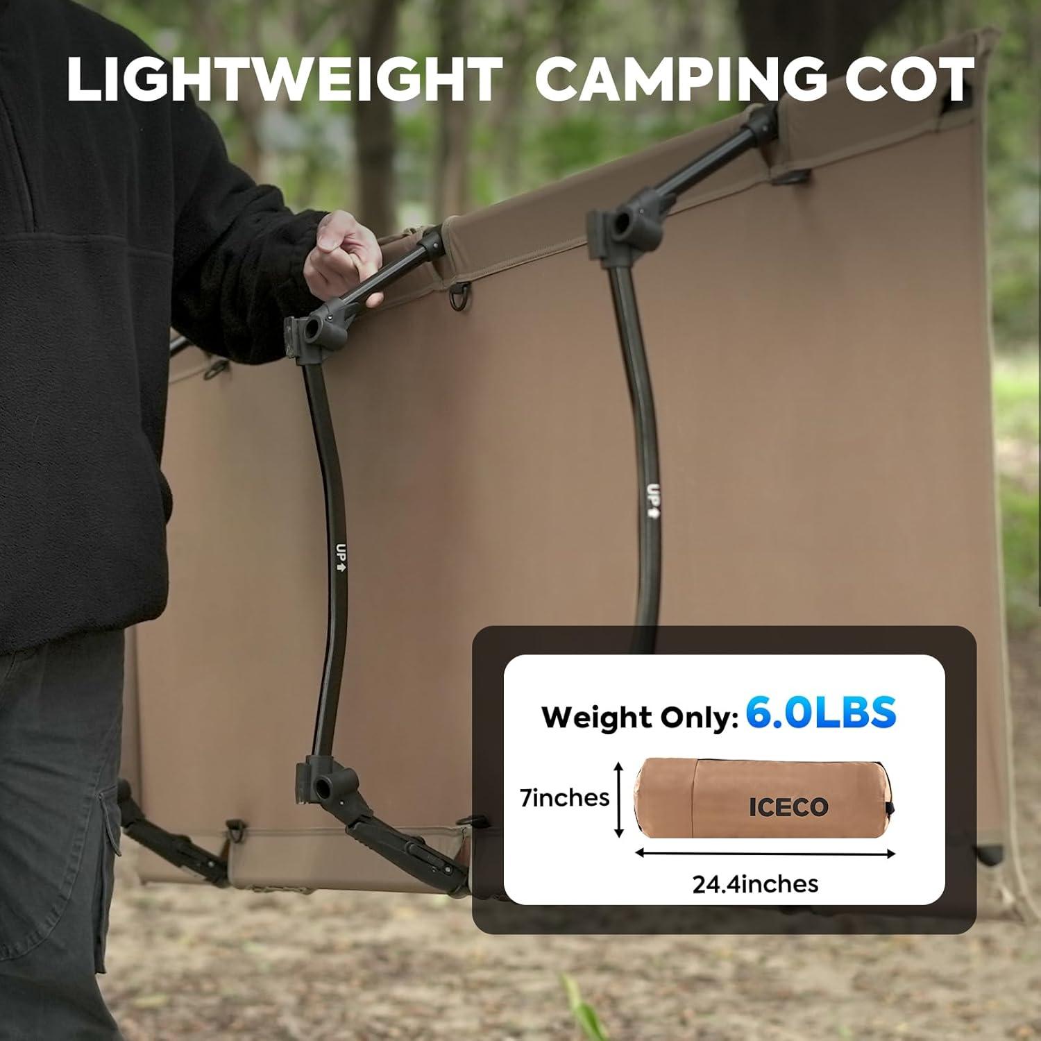 Cama de Camping ICECO CC190 Pro Plegable 180 kg Khaki