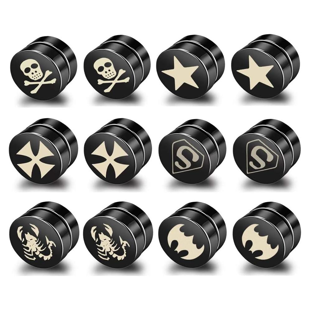 Pendientes Magnéticos de Acero Inoxidable Priza - 6 Pares Clip On