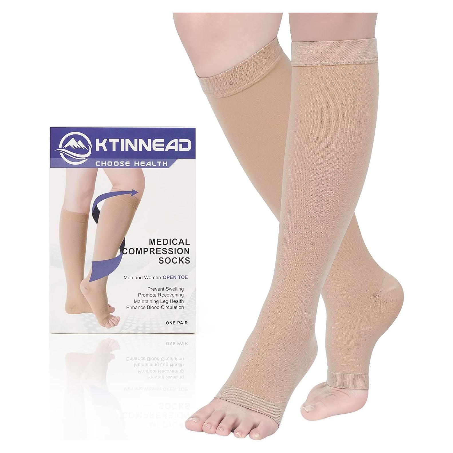Calcetines de Compresión Ktinnead Unisex 20-30 mmHg Beige Mediana