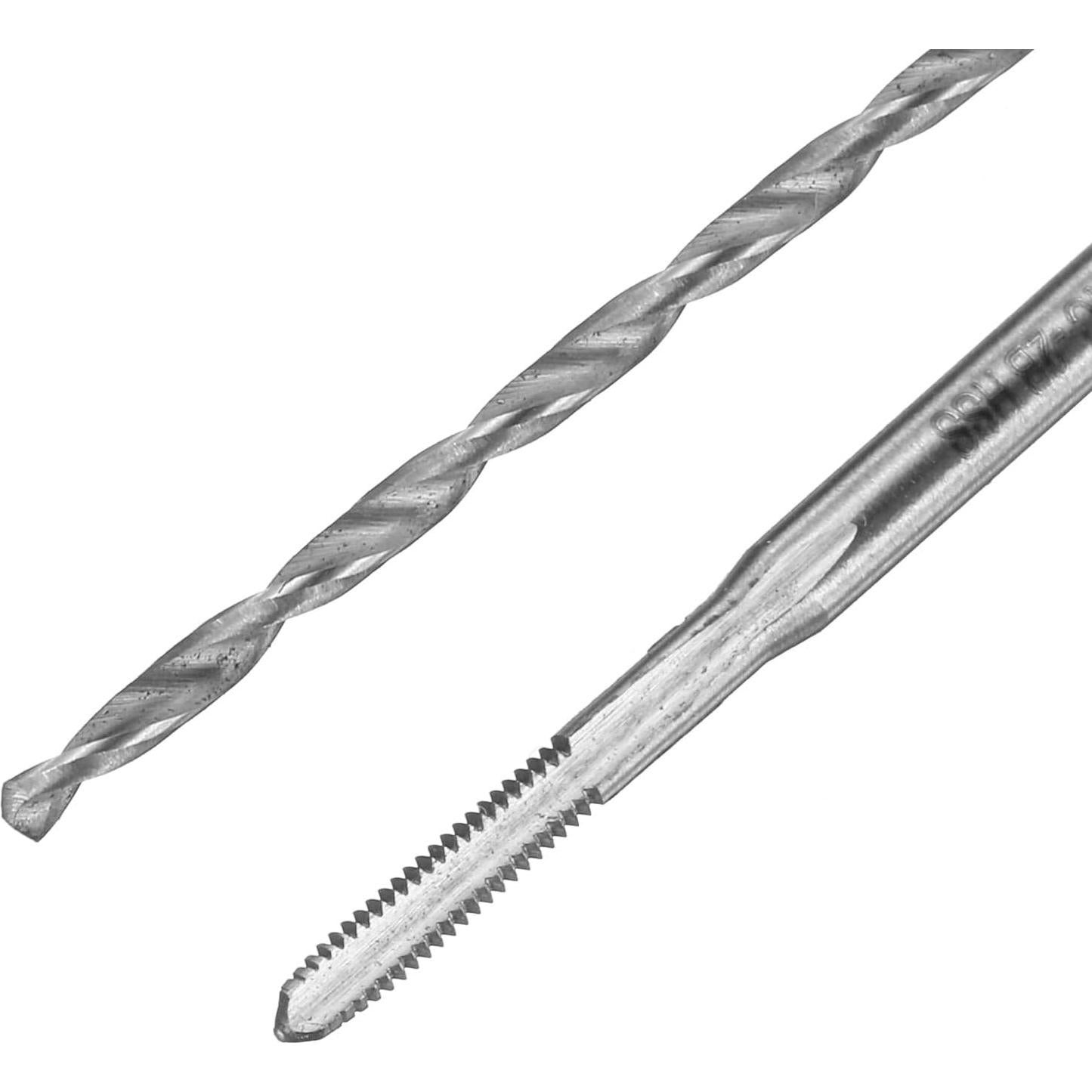 uxcell Tap and Drill Bit Set, 2pcs 2-56 UNC Straight Flute Thread Screw Taps & 2pcs 1.8mm Twist Drill Bits, HSS-6542 Tapping Threading Tool Kit