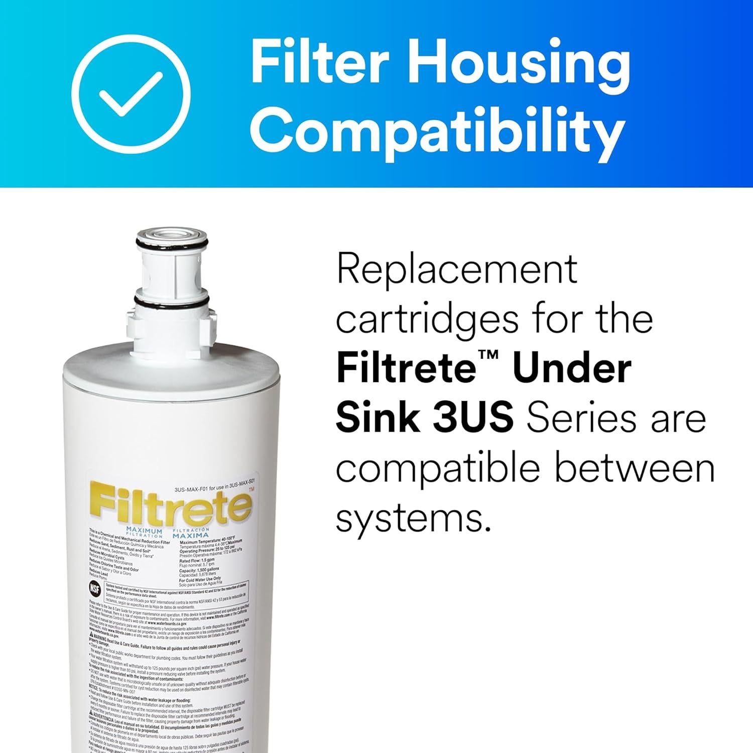 Filtro de Reemplazo Filtrete 3US-MAX-F01 para Agua Bajo Fregadero