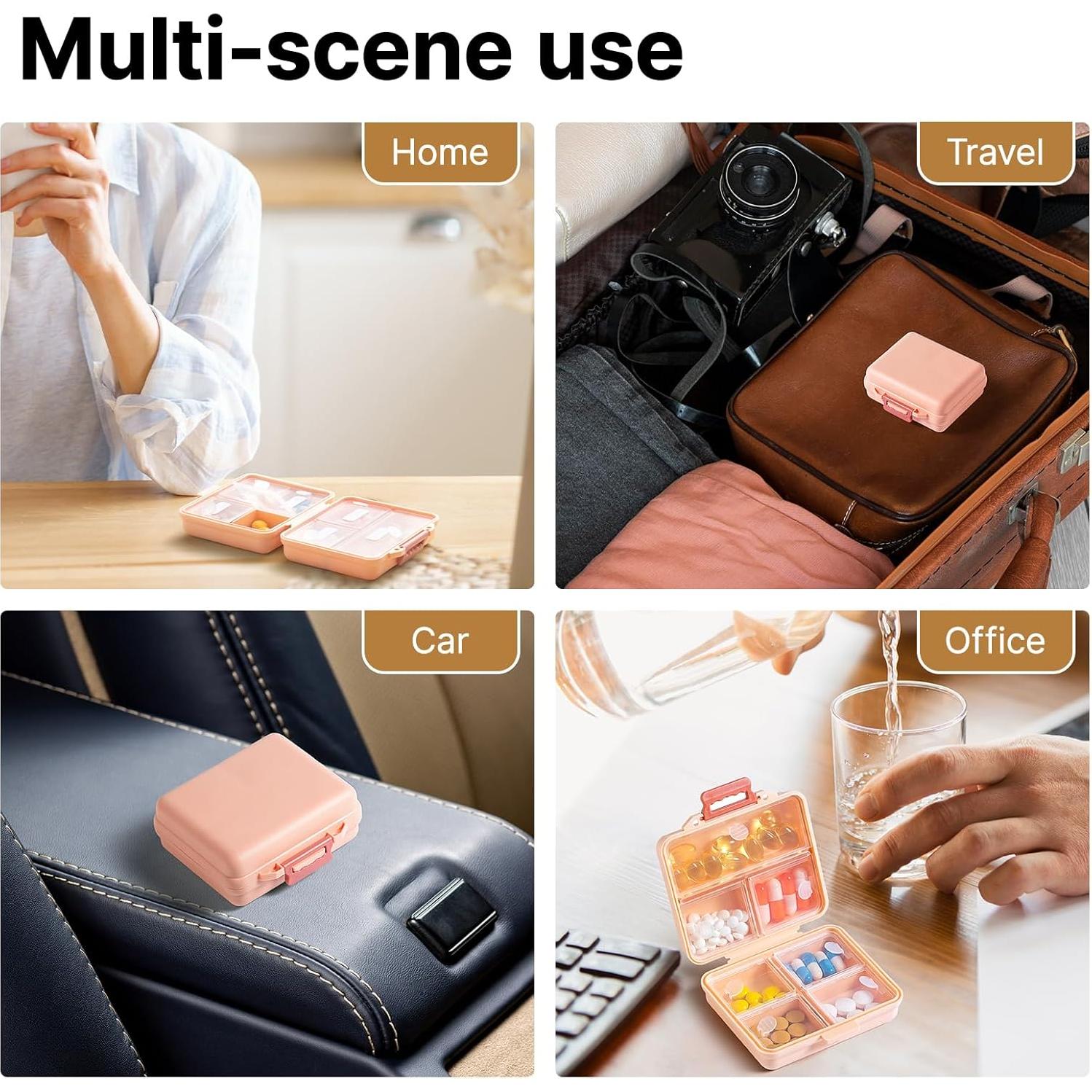 Organizador de Pastillas Portátil Sunkaioo Rosa 7.87x6.35cm