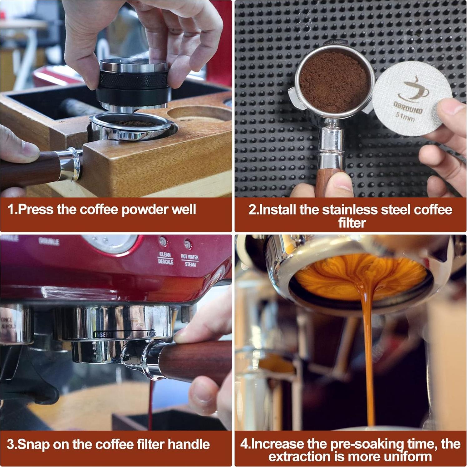 Pantalla de Puck de Espresso Dbround 51mm - 2 Piezas con Soporte