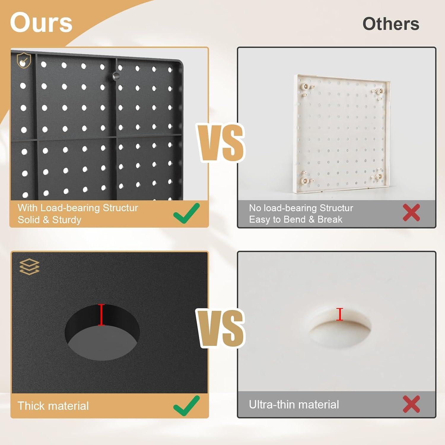 FZK Pegboard Negro 4 Piezas 30.48x30.48 cm Organizador Pared