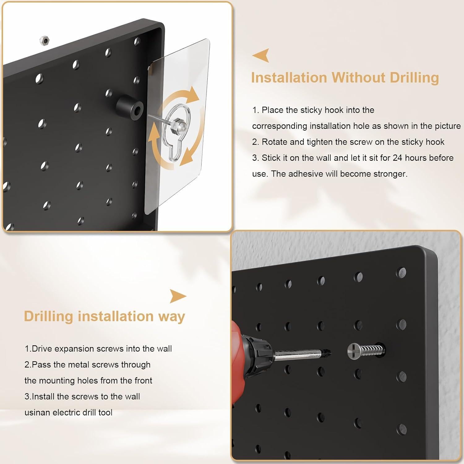 FZK Pegboard Negro 4 Piezas 30.48x30.48 cm Organizador Pared