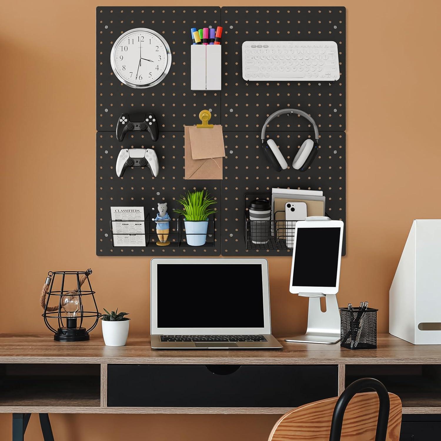 FZK Pegboard Negro 4 Piezas 30.48x30.48 cm Organizador Pared