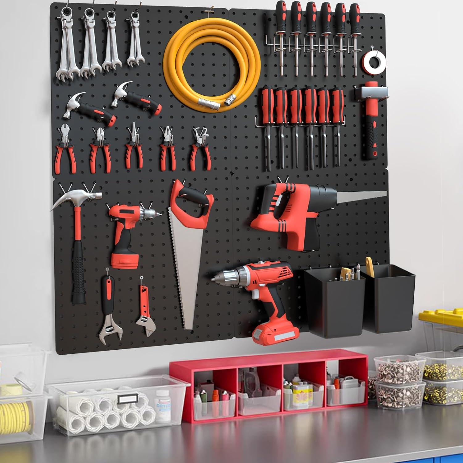 FZK Pegboard Negro 4 Piezas 30.48x30.48 cm Organizador Pared