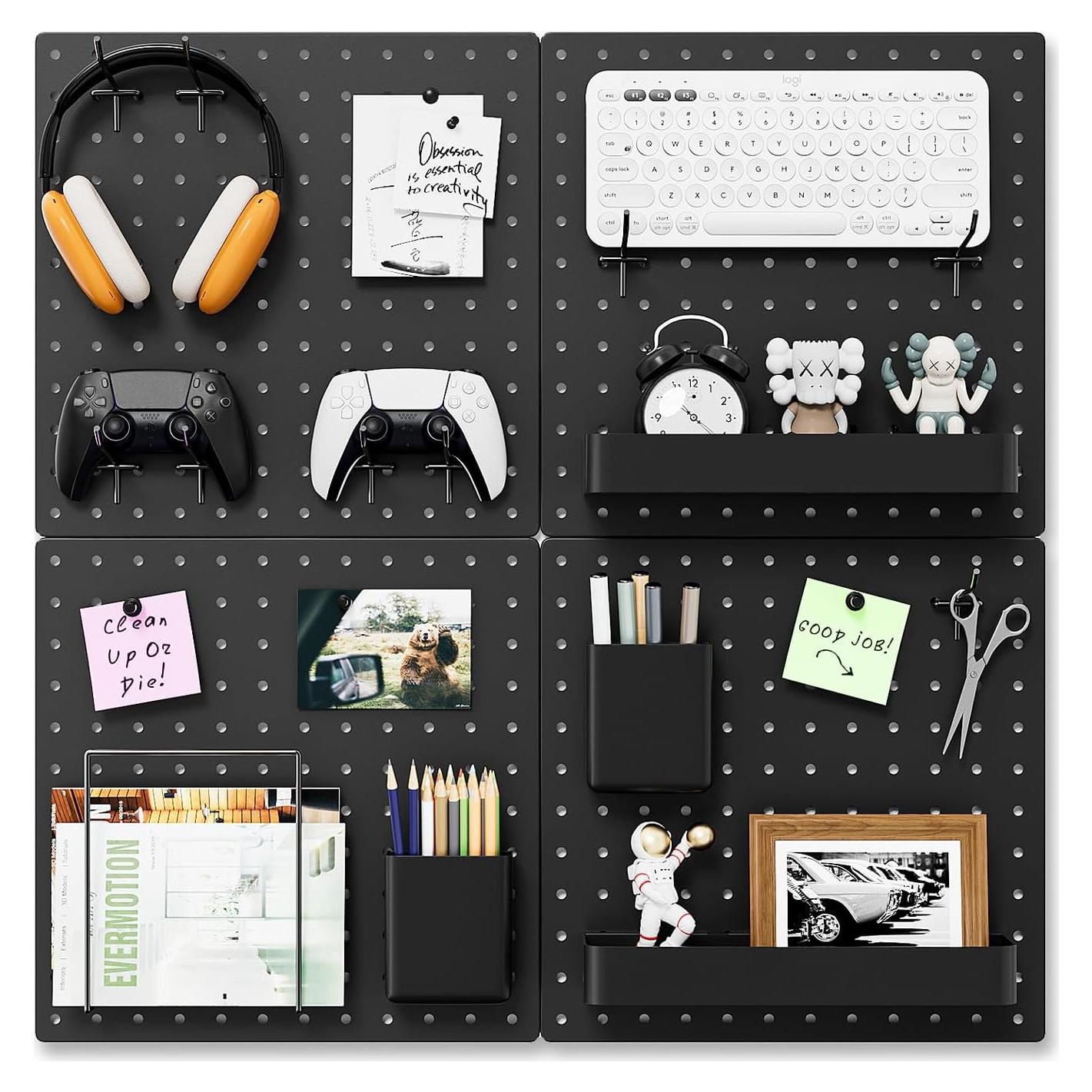 Tablero de Clavos FZK 4 Piezas Negro 30.48cm Organizador Pared