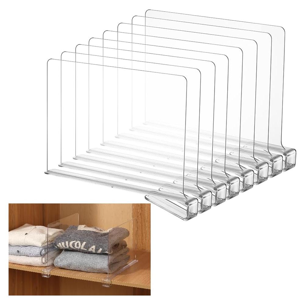 Divisores de Estante Transparentes Ziroland - 8 Piezas 20.32 cm
