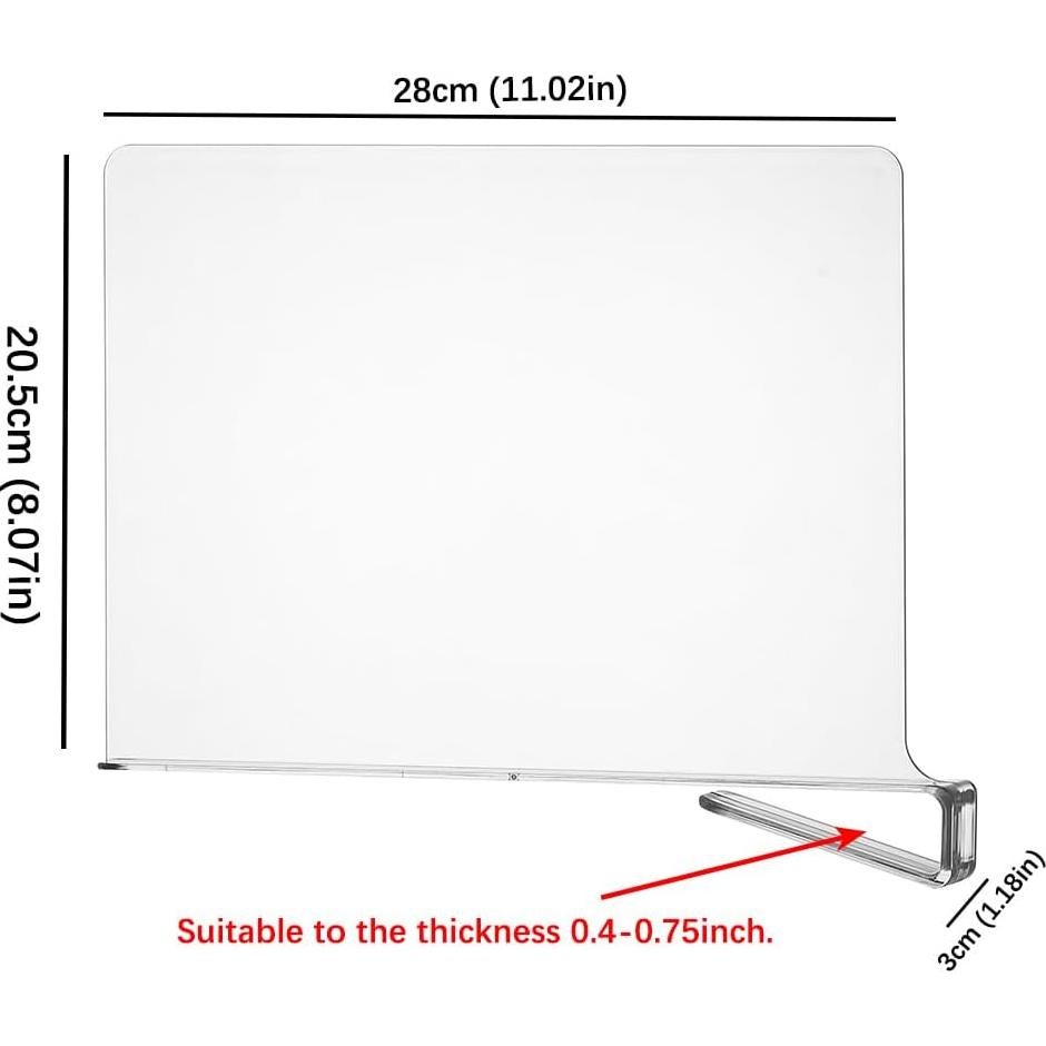 Divisores de Estante Transparentes Ziroland - 8 Piezas 20.32 cm