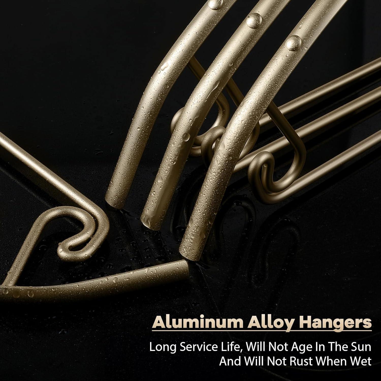 Paquete de 10 perchas de aluminio VWV color champán 40 cm