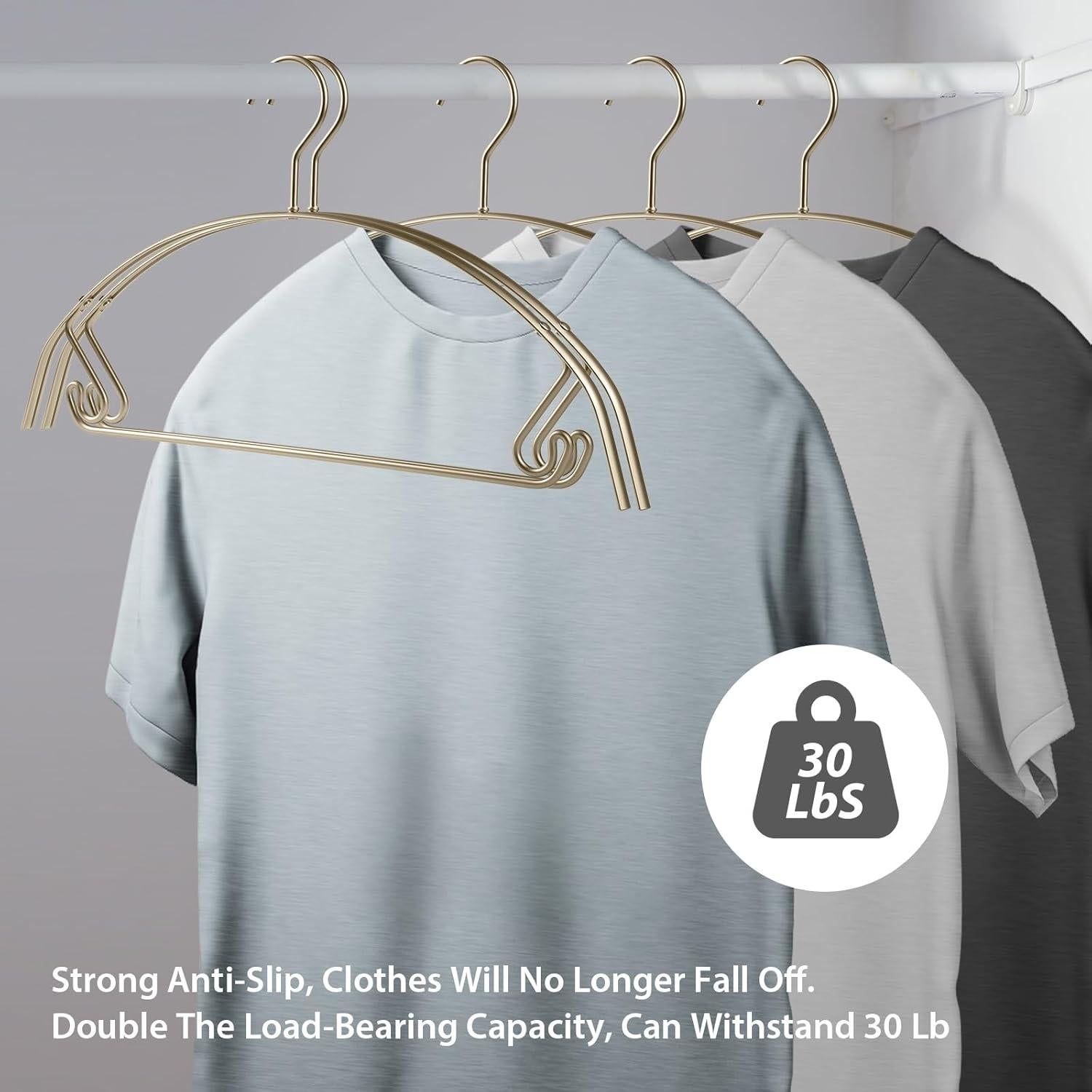 Paquete de 10 perchas de aluminio VWV color champán 40 cm