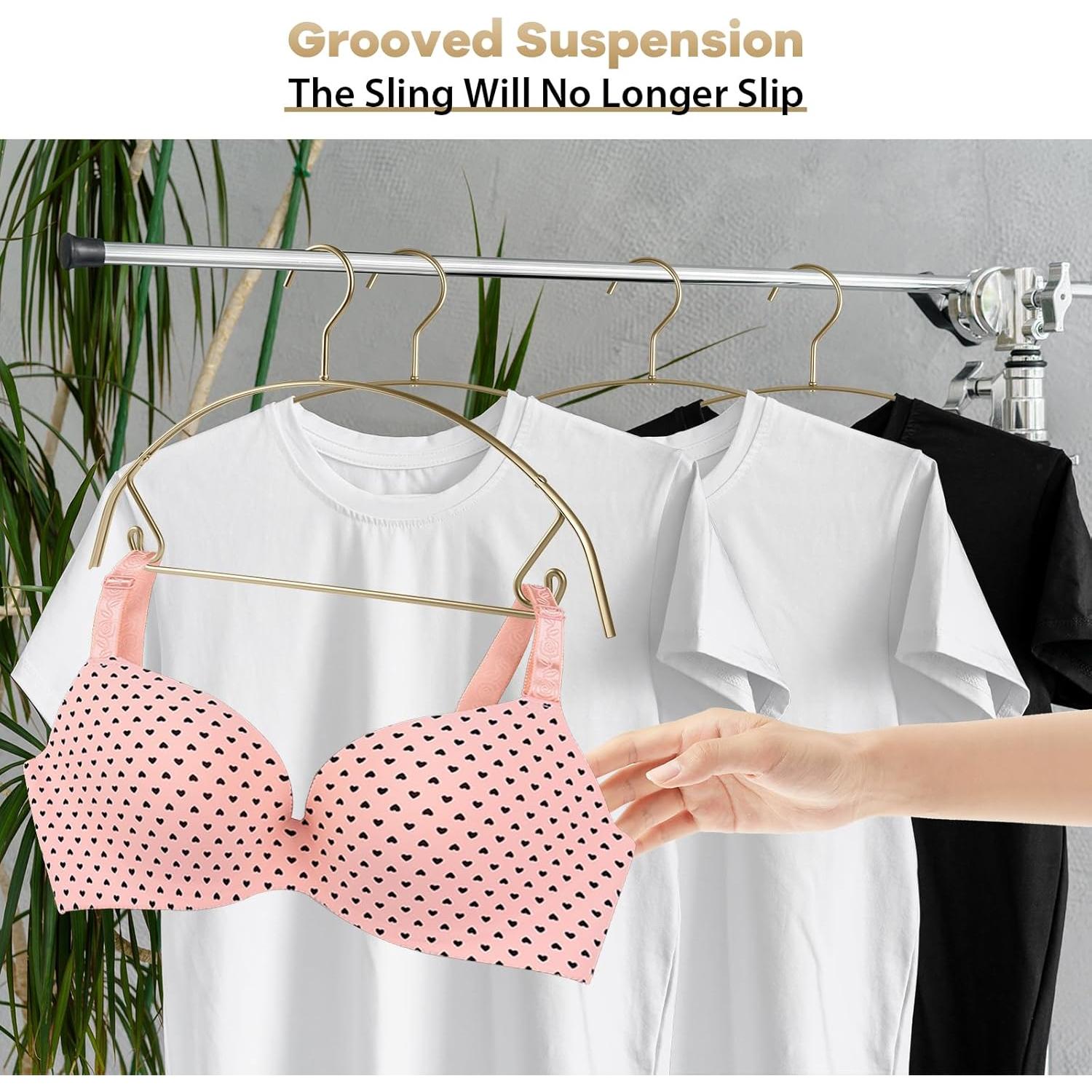 Paquete de 10 perchas de aluminio VWV color champán 40 cm