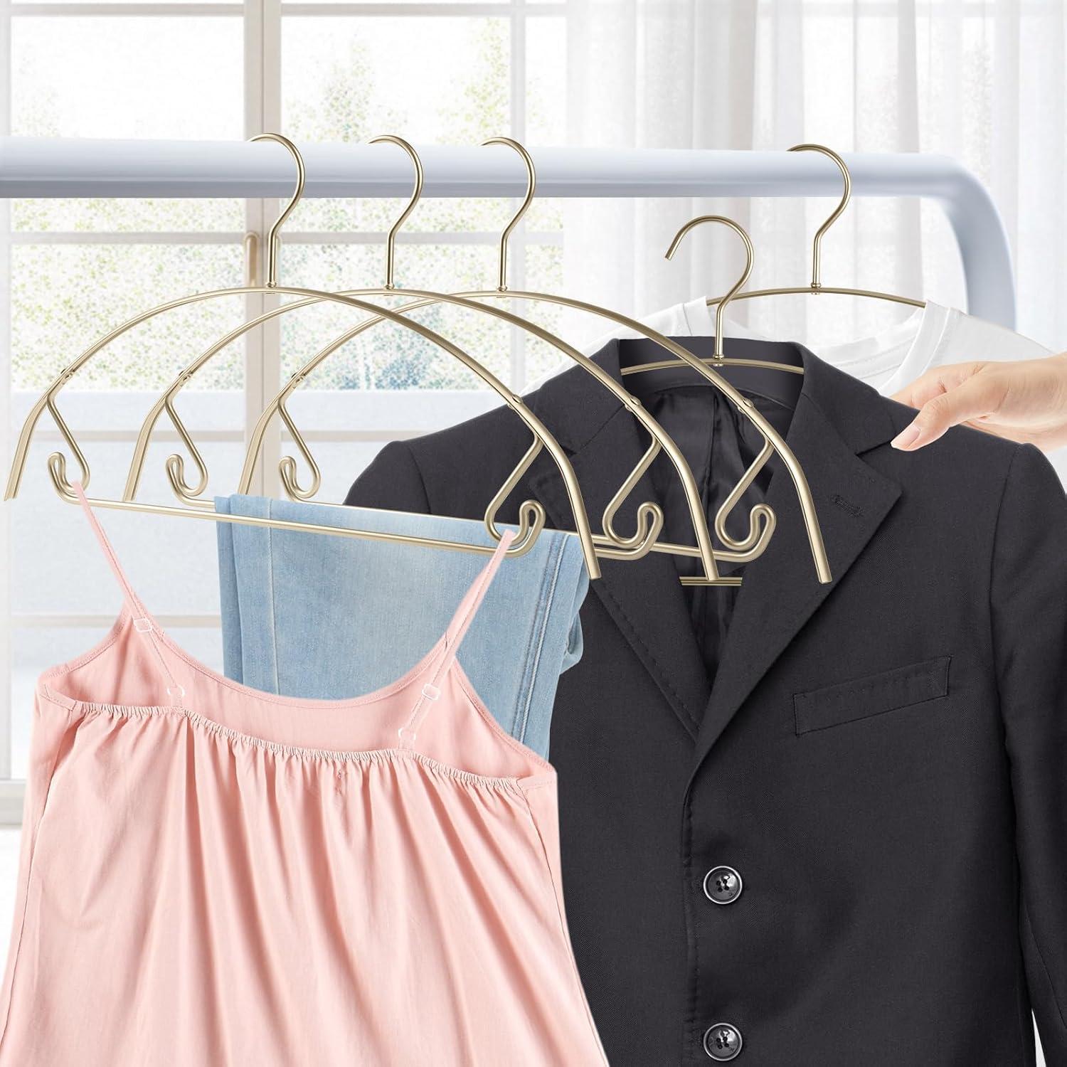 Paquete de 10 perchas de aluminio VWV color champán 40 cm